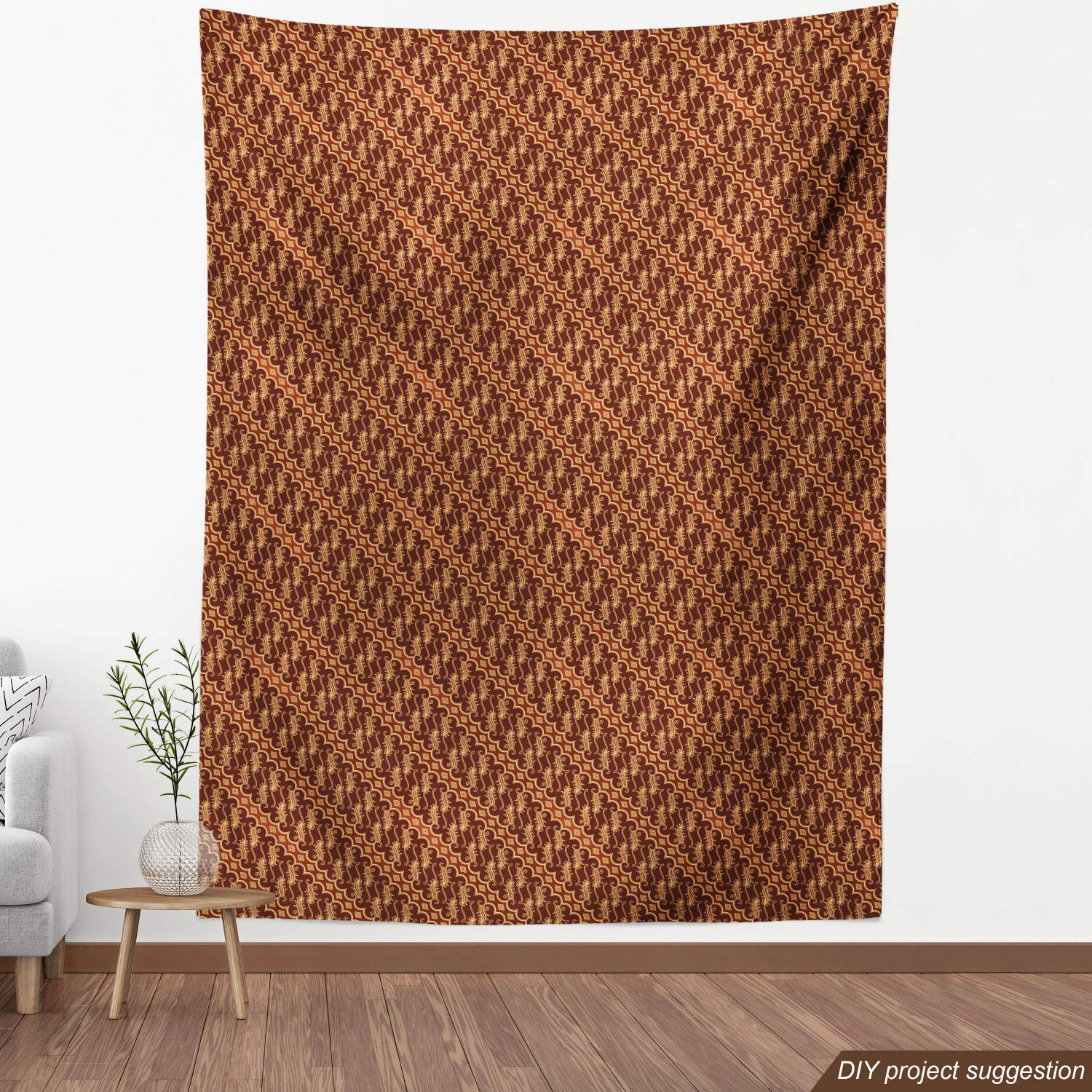 Amazon.co.jp: Ambesonne 茶色の生地 Batik Parang バロン 斜めの模様 
