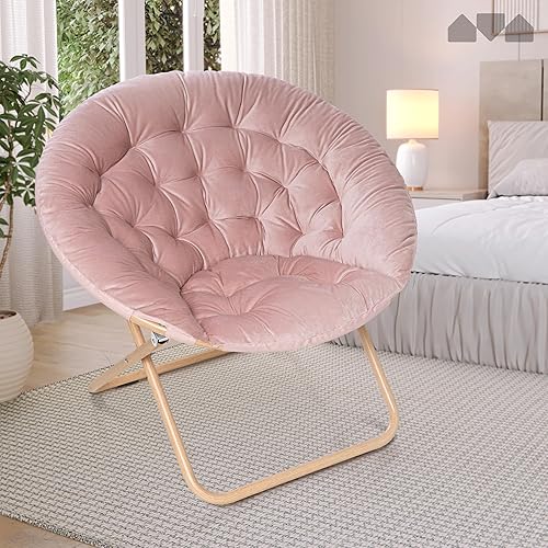 Miniatura 147 de Milliard - Silla acogedora con diseño de platillo, de pelo sintético, para dormitorio, tamaño extragrande (color blanco) Beige,Negro -,Negro +