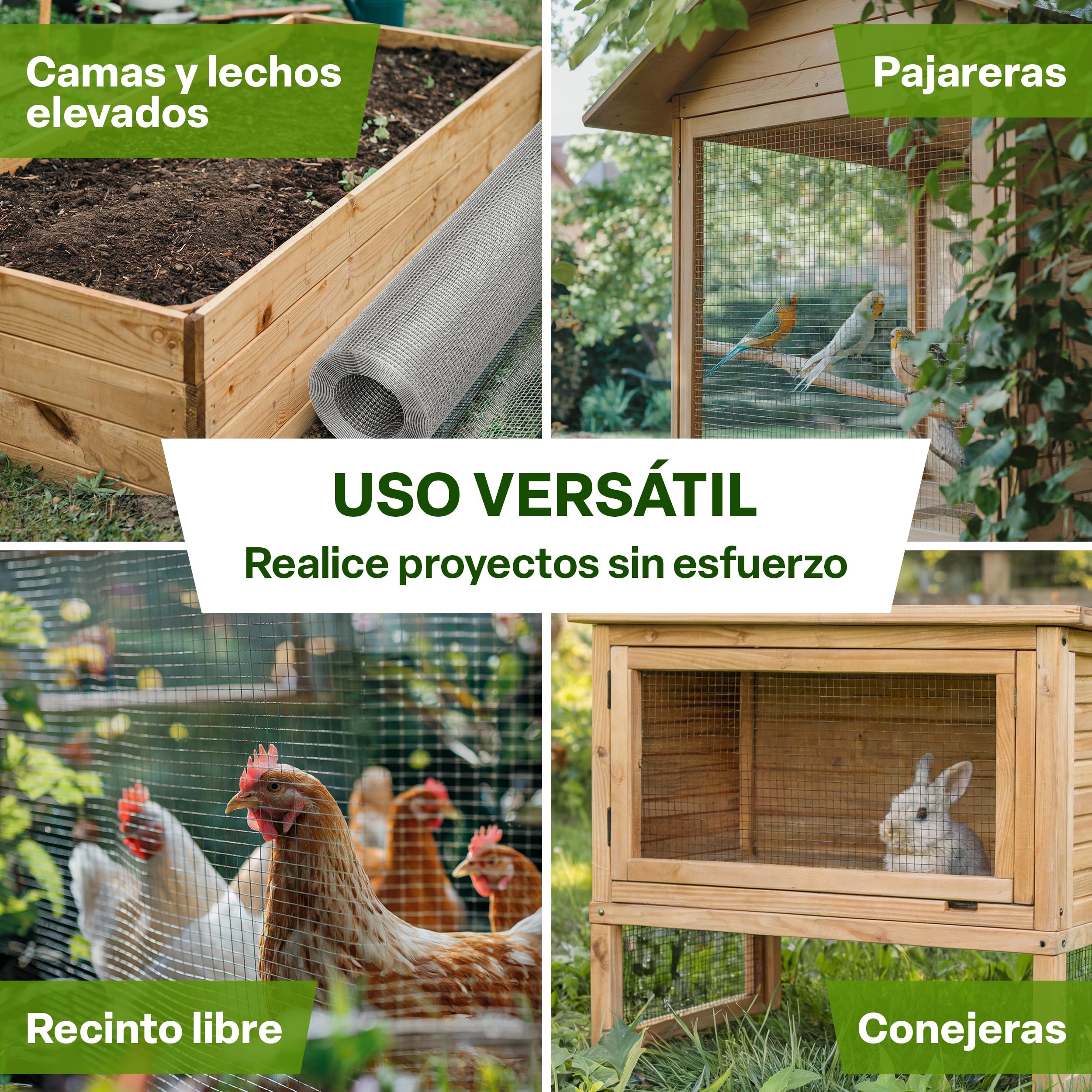 TTL GARDEN 1 m x 10 m, malla fina galvanizada, malla de 6,3 mm, grosor de alambre de 0,55 mm – en rollo de malla de alambre para aviarios, malla para conejos, 10 m x 1 m de ancho, ancho de malla de