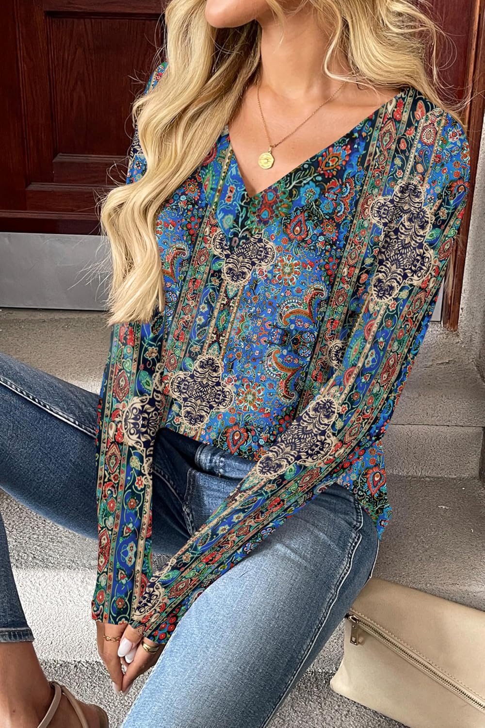 Zeagoo Women Long Sleeve Tops Dressy Casual V Neck Tshirts Basics Tee 2025 Fall Trendy Clothes S-2XL - Image 2