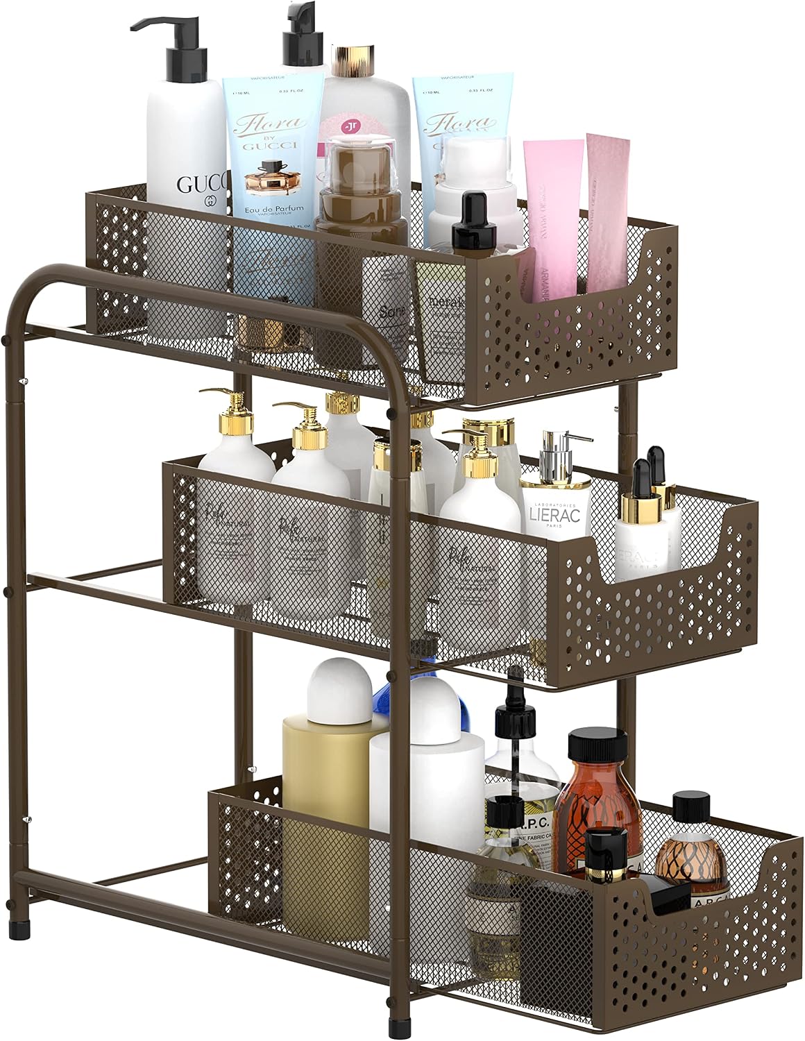 Simple Trending 3-Tier Under Sink Cabinet Organizer with Sliding Storage Drawer, Bronze
