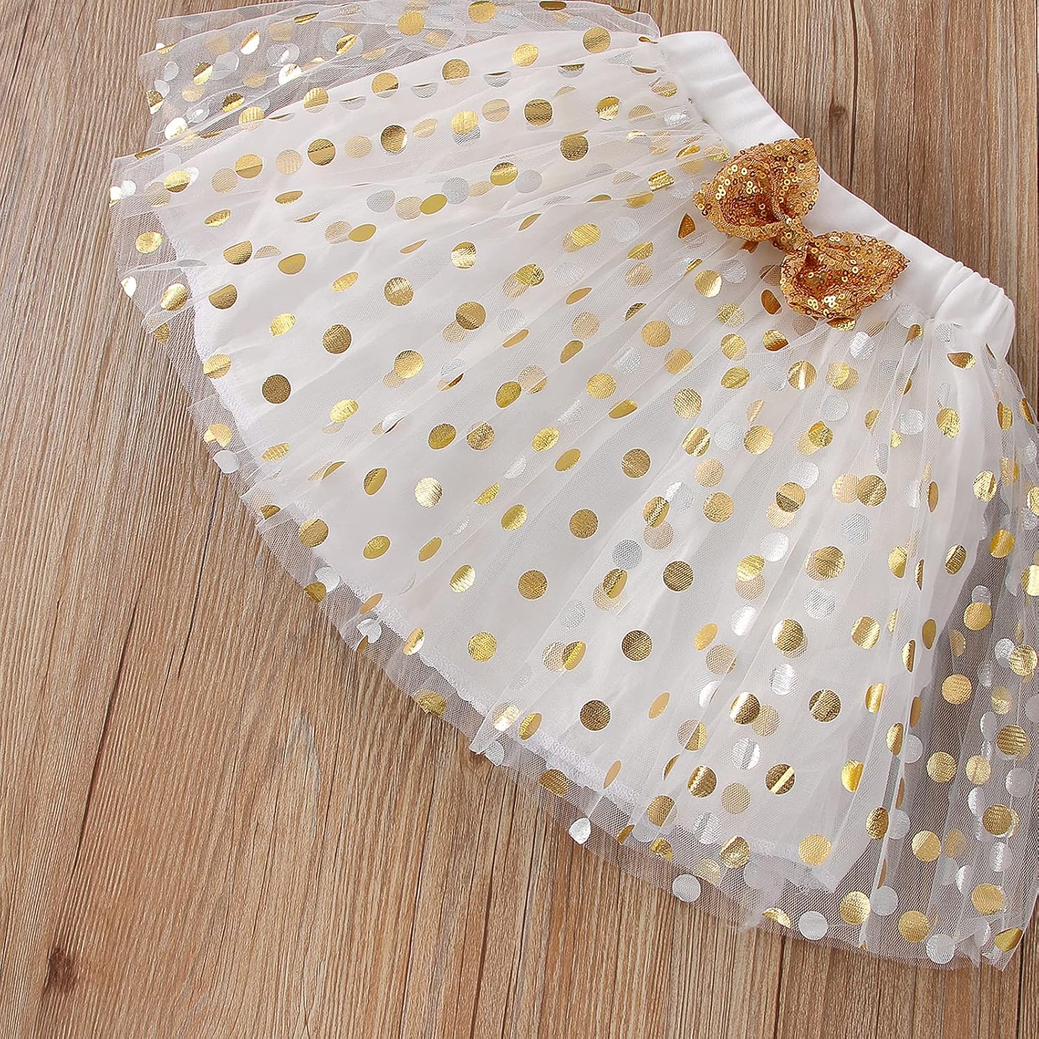 Toddler Kids Baby Girls Birthday Princess Outfits Dress Vest Long Sleeve Shirts Tank Top Dot Mesh Tutu Skirt 4PCS Autumn/Winter Skirt Set - Image 6