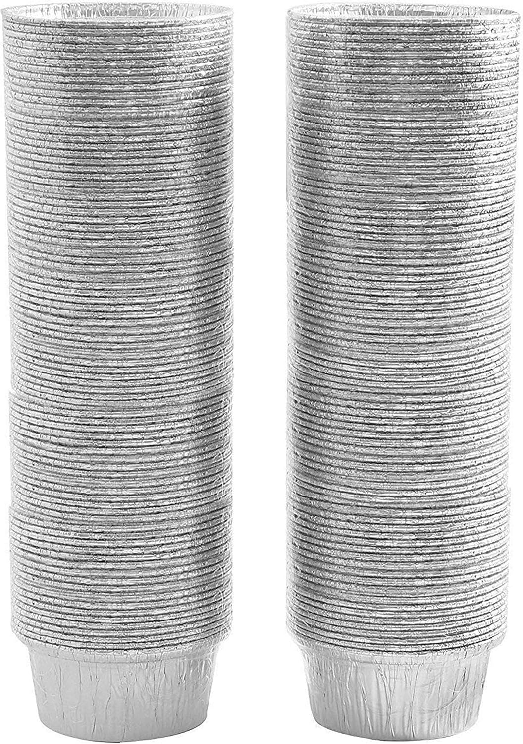 PARTY BARGAINS 4 oz Premium Aluminum Foil Muffin Liners - 100 Pack, 3.5'' Inch Round Ramekins for Cupcakes, Disposable, Freezer & Oven Safe Cupcake Baking Cups (Max 240°C)
