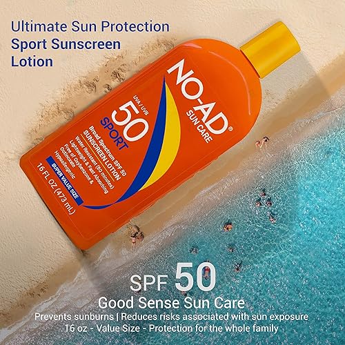 Miniatura 2 de Loción solar deportiva SPF 50, 16 onzas líquidas, de No-Ad, paquete de de 2