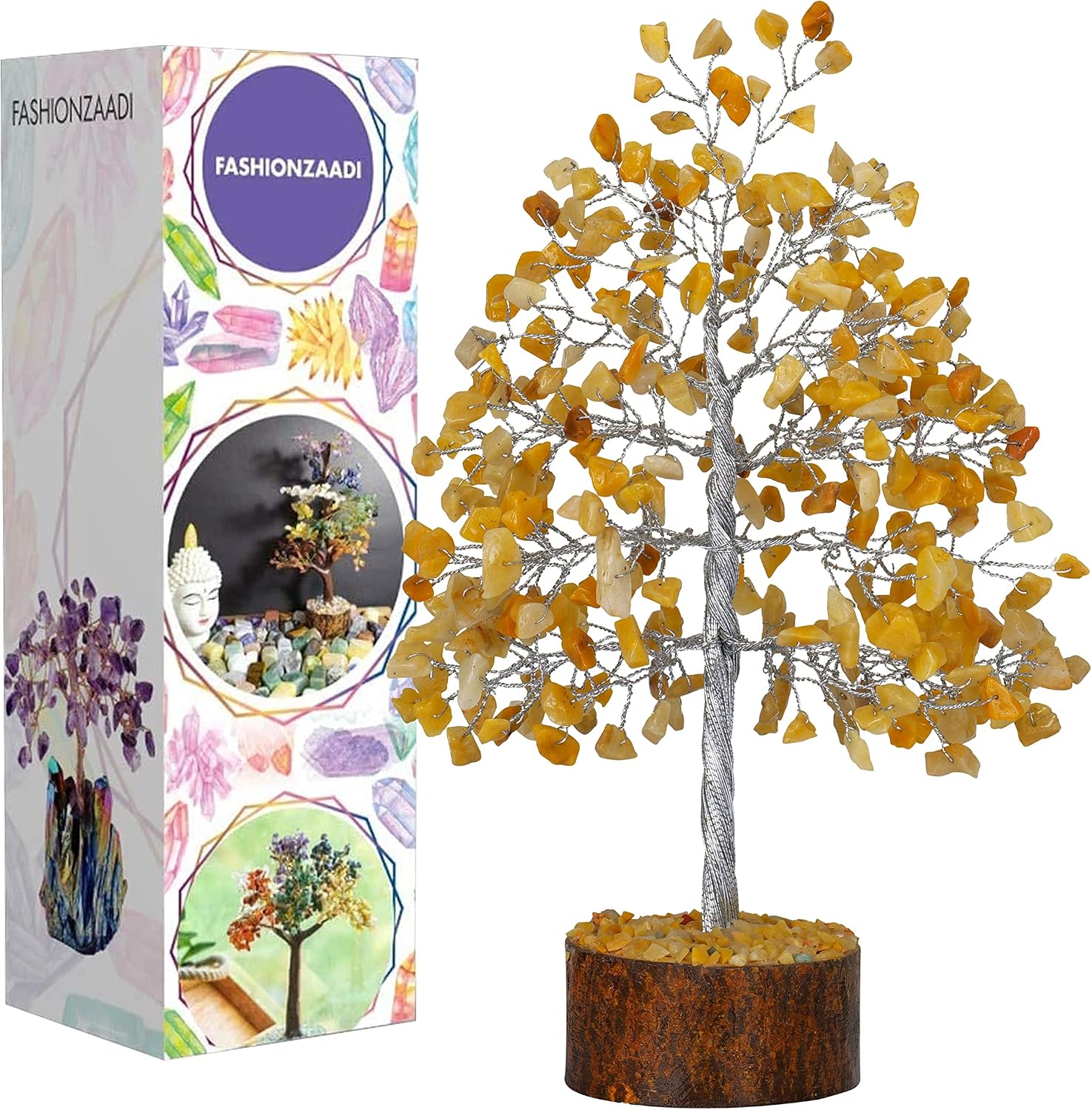 Good Luck Tree - Yellow Aventurine - Crystal Tree - Gemstone Tree - Chakra Stones - Premium Meditation Decor - Crystal Tree for Positive Energy - Money Tree of Life - Spiritual Decor Feng Shui Gifts