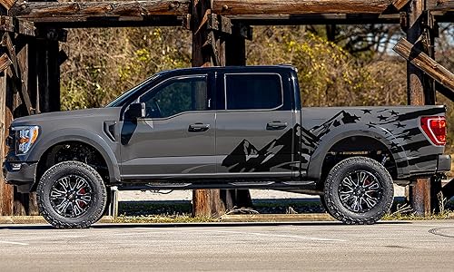 Miniatura 7 de Calcomanías gráficas de montañas laterales y bandera compatibles con Ford F150 (rojo)