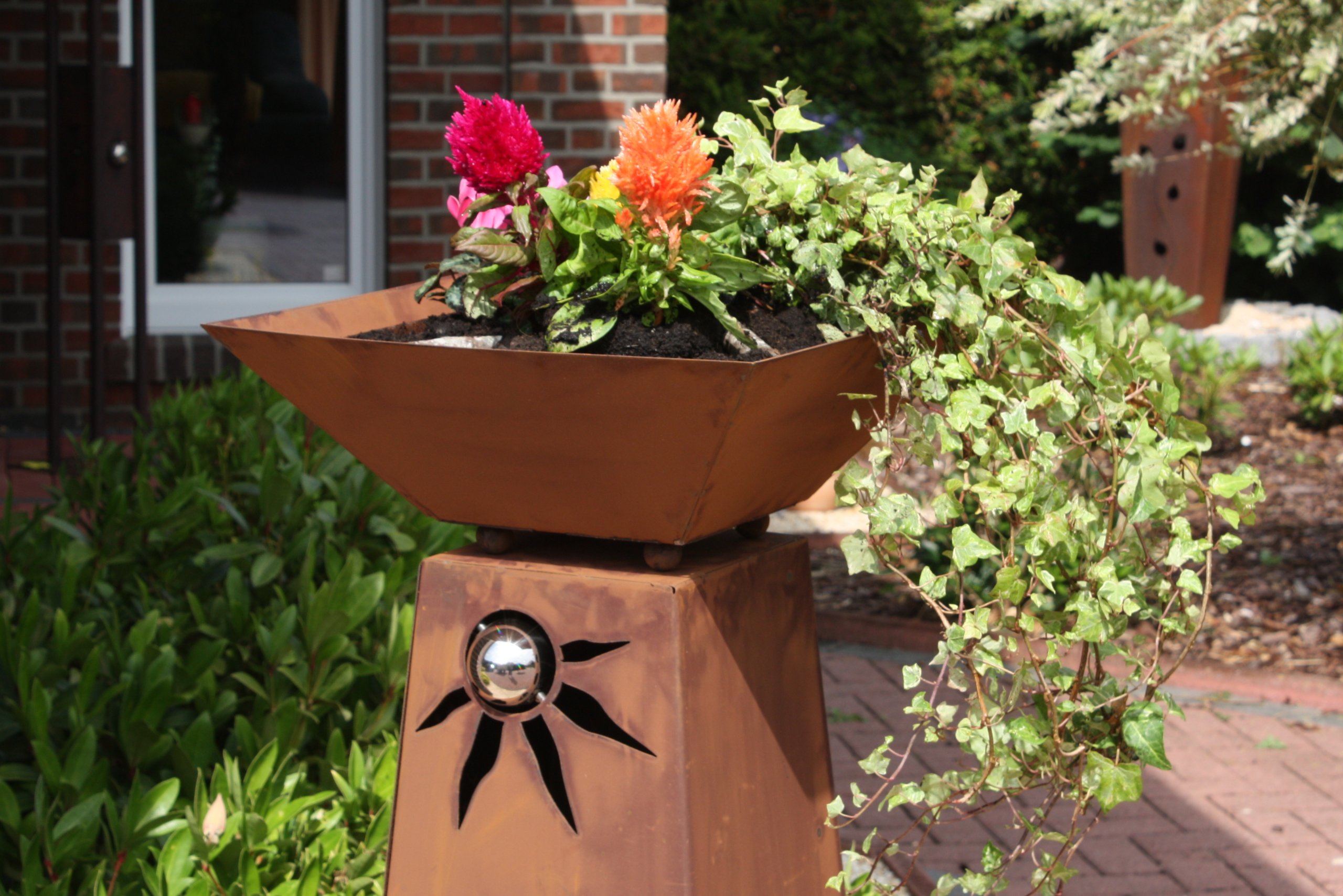 Rost Säule konisch + Schale RS72+S11 XL Säule Blumen Deko Garten Rostsäule + Rostschale