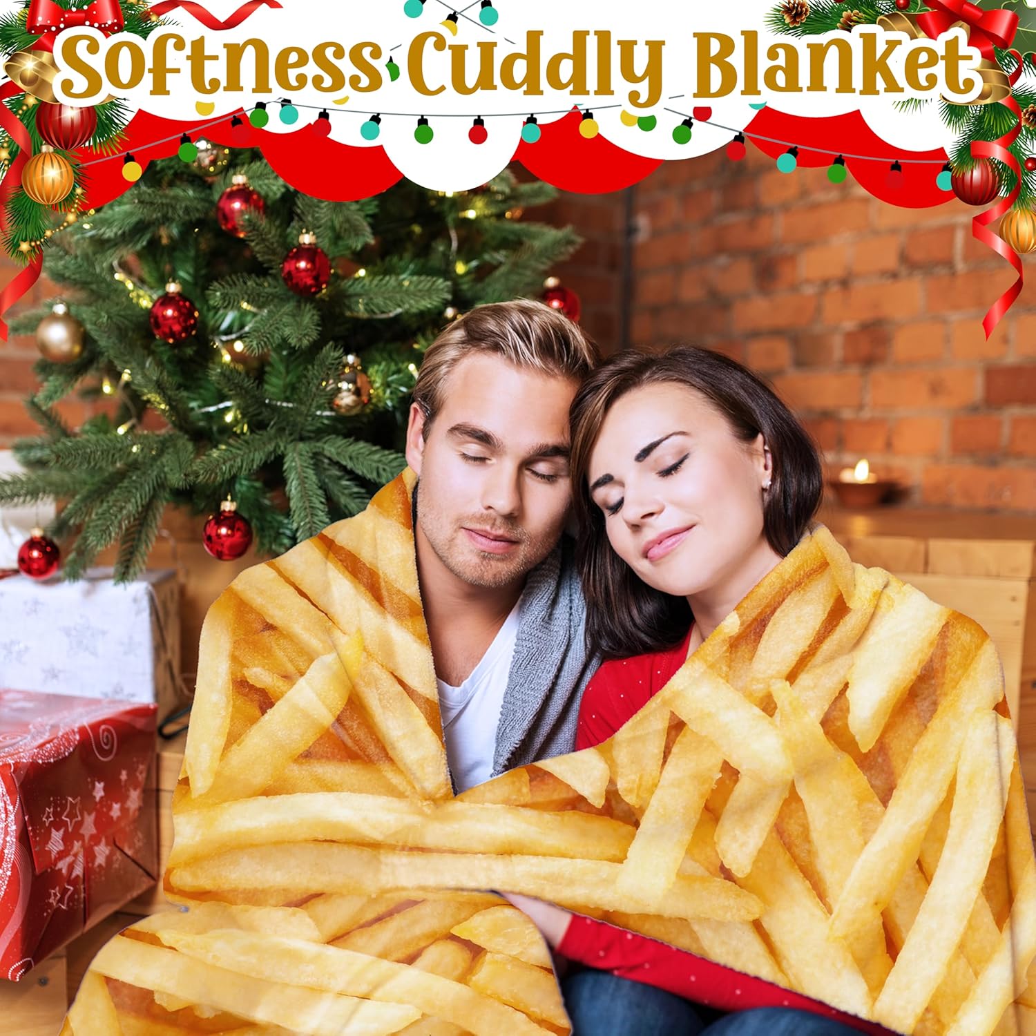 Blanket Throw Food French Fries Super Soft and Cozy Flannel for Home Decoration, Couch, Bed, Sofa for All Seasons 50"x40" Small for Kids