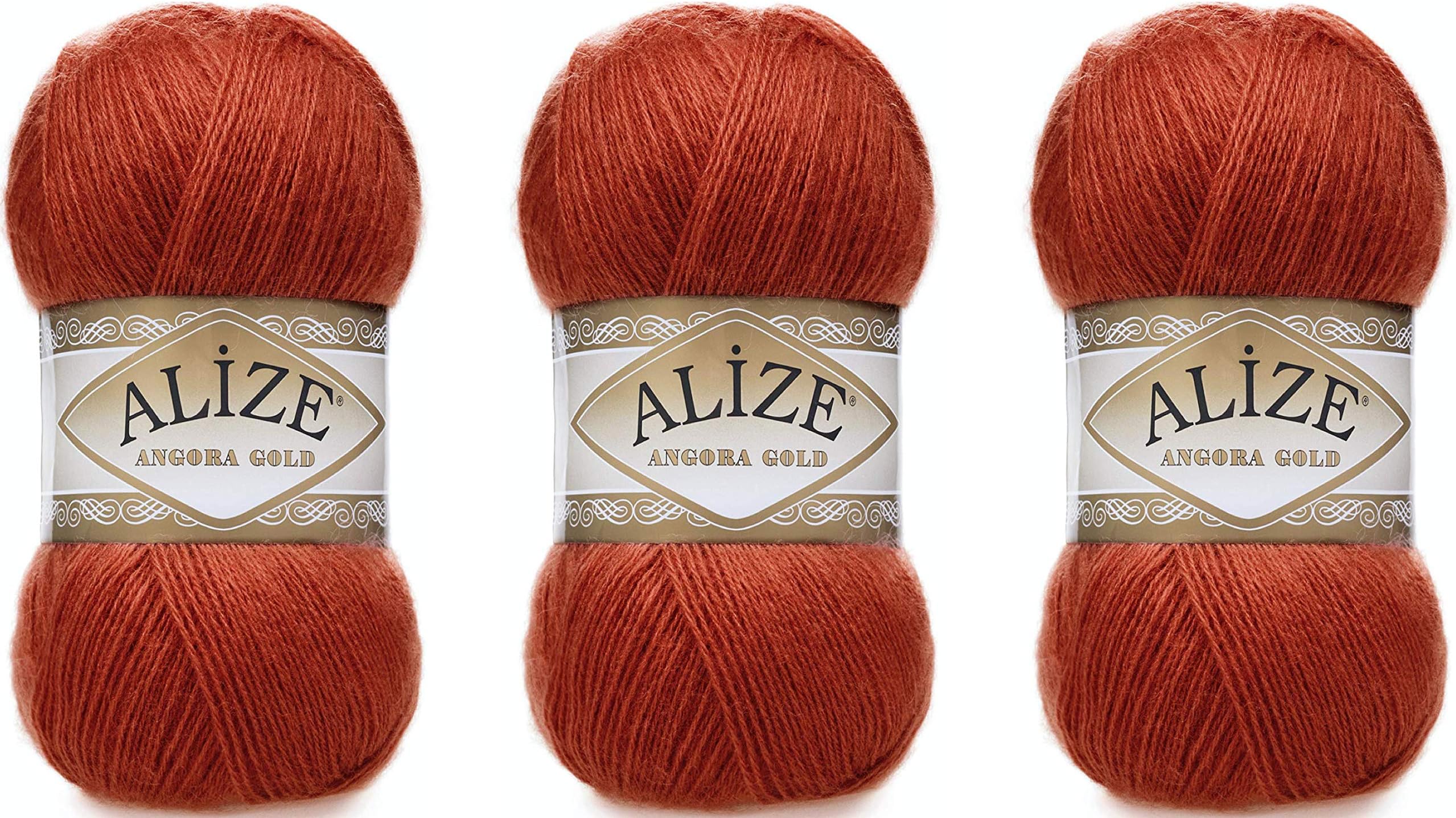 Alize Angora Gold Yarn 20% Wool 80% Acrylic Lot of 3skn 300gr 1805yds Thread Crochet Lace Hand Knitting Turkish Yarn (36-Terra)