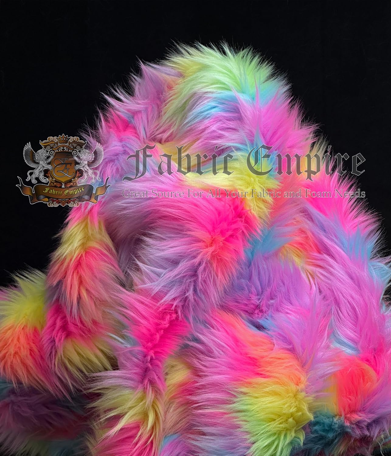 Faux Fur Shaggy 1" Long Pile Fabric 58" Wide Sold by Continuous Yard (Neon 5 Pastel Blend) Elegantly Soft & Plush Craft Fabric Supplies for DIY, Apparel, Costume, Fur Coats, Fur Suits
