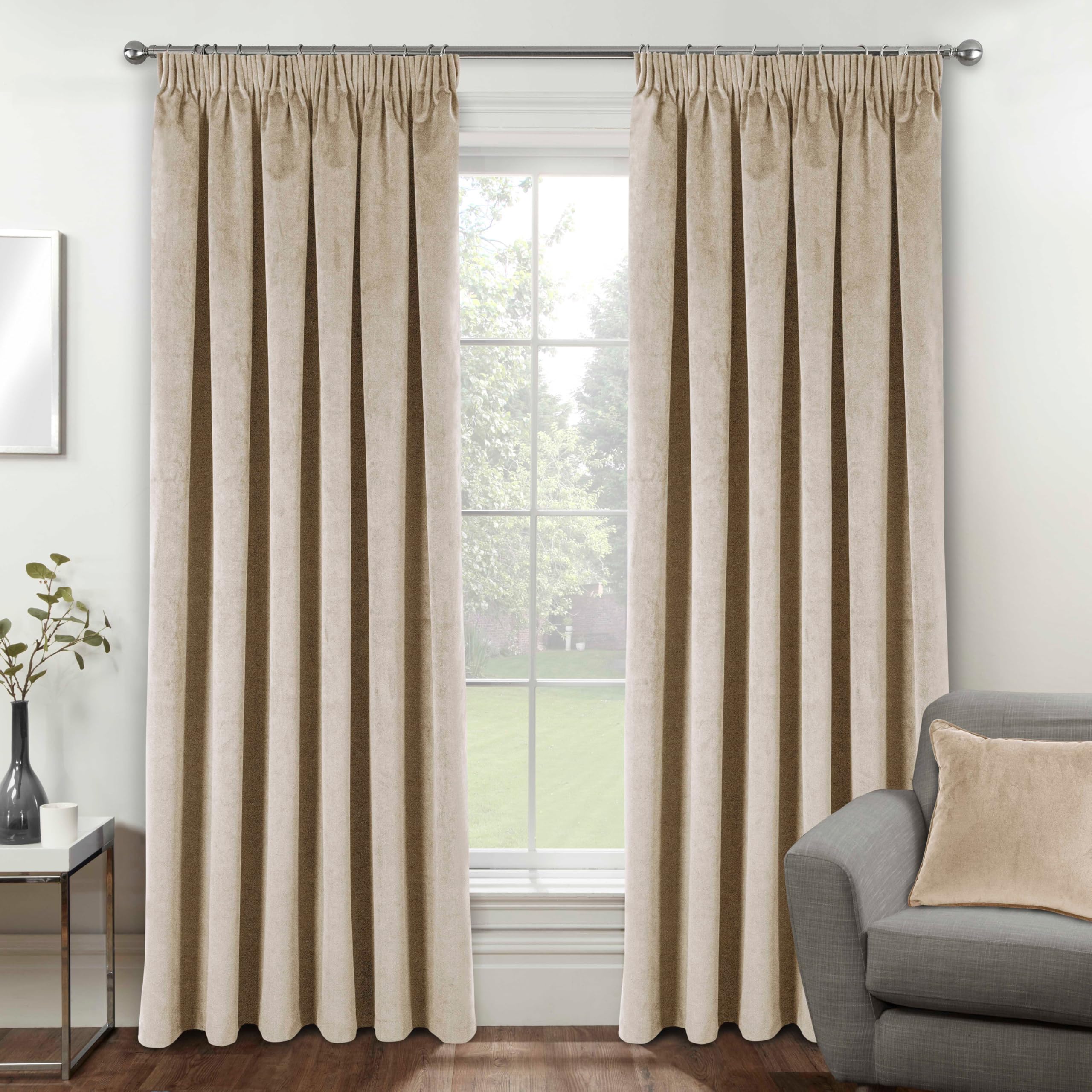 Enhanced Living - Oxford Thermal Tape Curtains - 117 x 137cm - Cream