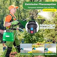 DOUBFIVSY 8L Elektromos Permetező, Akkumulátoros Kerti Permetezőgép Teleszkópos Rúddal, 4 Szórófejjel, 3 Sebességfokozattal, LED Kijelzővel, 2