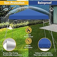 Vista 5 de Tangkula Toldo desplegable de 10 x 10 pies, tienda de campaña para exteriores con cierre central, protección solar UPF50+, 4 estacas, 8 cuerdas