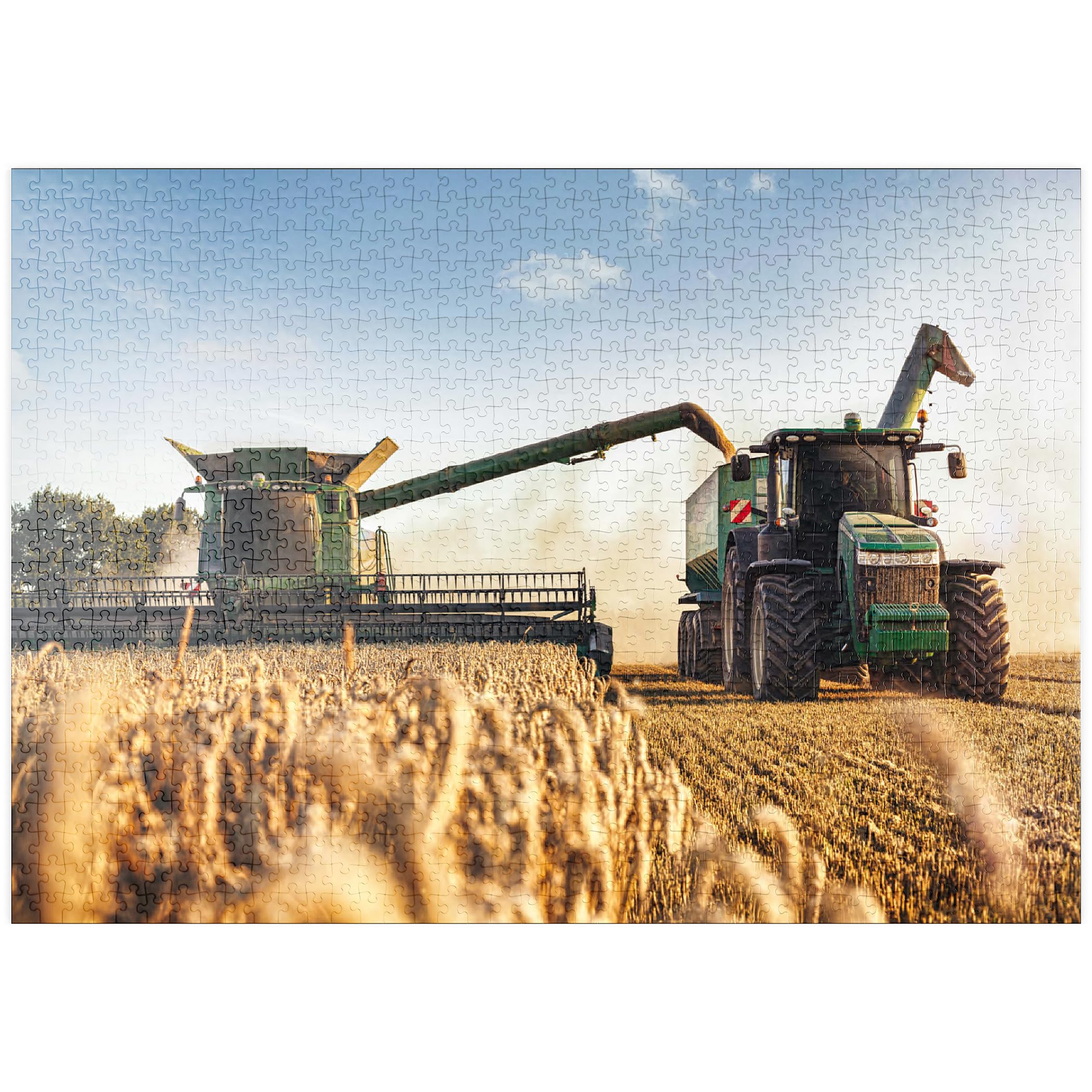 Combine Harvester And Tractor In The Wheat Field - Premium 1000 pieces Puzzle - MyPuzzle special collection from Puzzle Galaxy