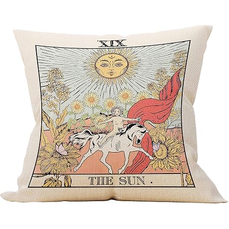 Tarot The Moon & Sun Linen Throw Pillow Covers - 18x18 Inch Set Of 4, Astrology Gift Idea - View #8