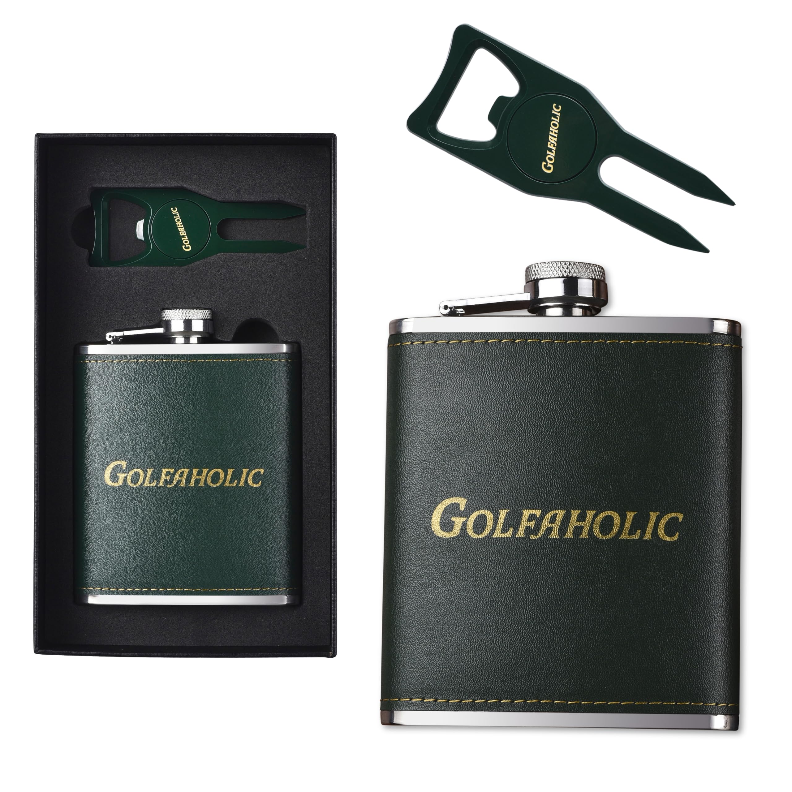 Golf Hip Flask & Divot Tool Set