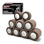 FRESINIDER 9 Rolls Self Adhesive Wrap Athletic Tape Gauze, Breathable Elastic Cohesive Bandage for Sports Injury & Pet (7 Pcs 2 x 5 Yards + 2 Pcs 1 X 5 Yards) (Brown)