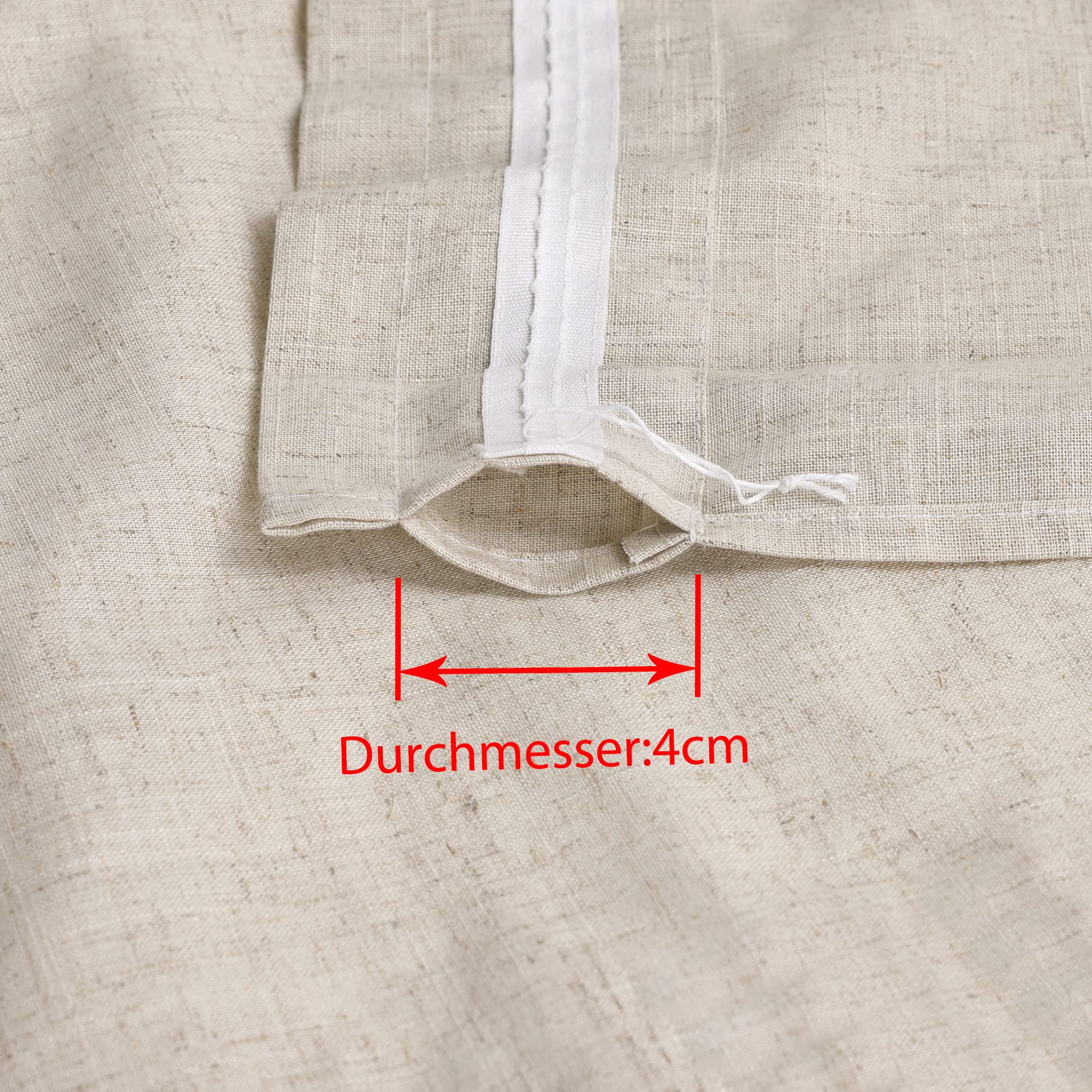 Scheibengardine mit Tunnelzug 2 Stück Kleinfenster Gardinen Küche Set Bistrogardinen Leinen Stores Fenstergardine Landhaus Kariert BxH 120x125cm Sand