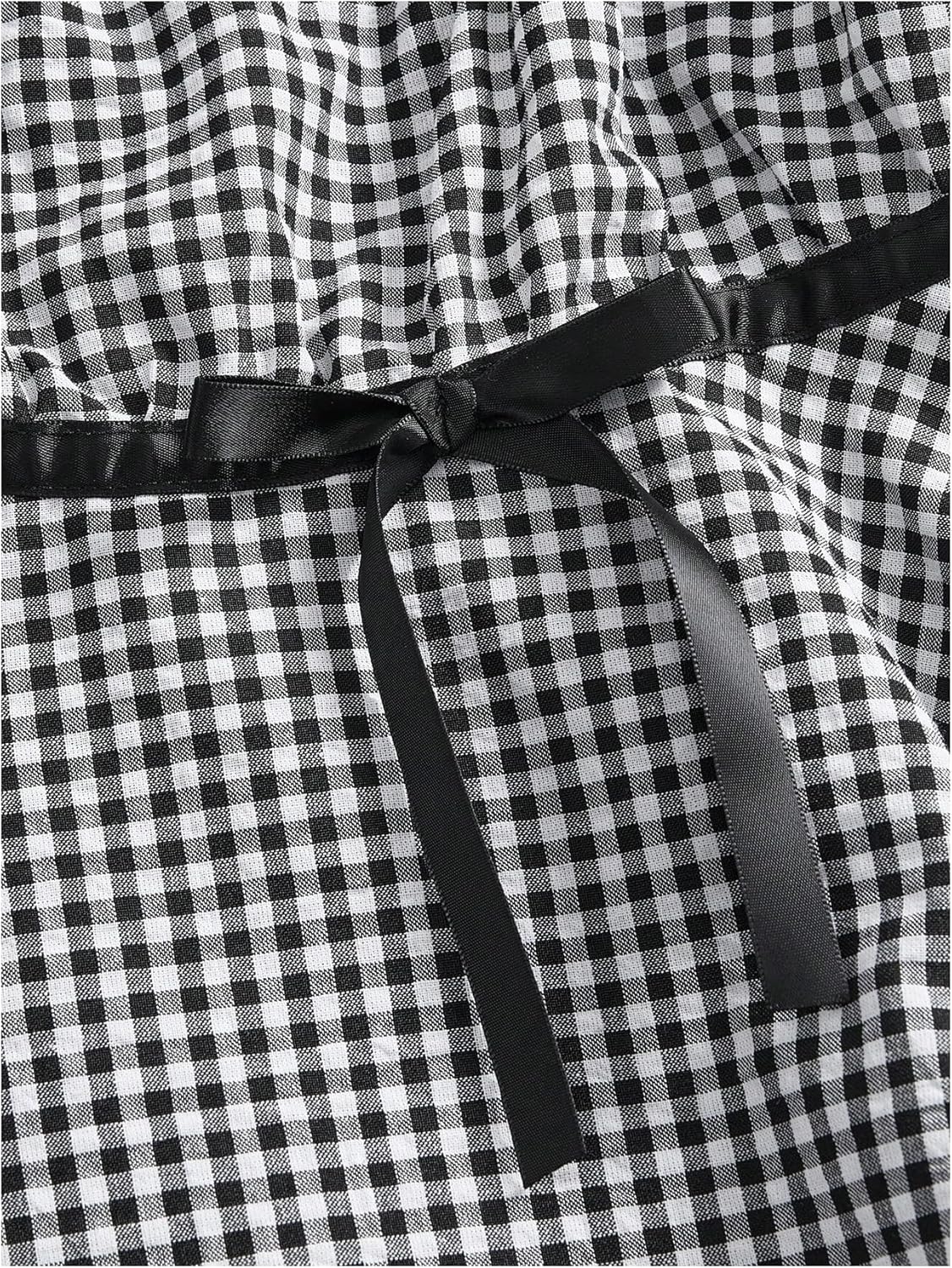 Floerns Women's Plus Size Gingham Cute Babydoll Tops Bow Square Neck Layered Y2k Blouses - Image 4