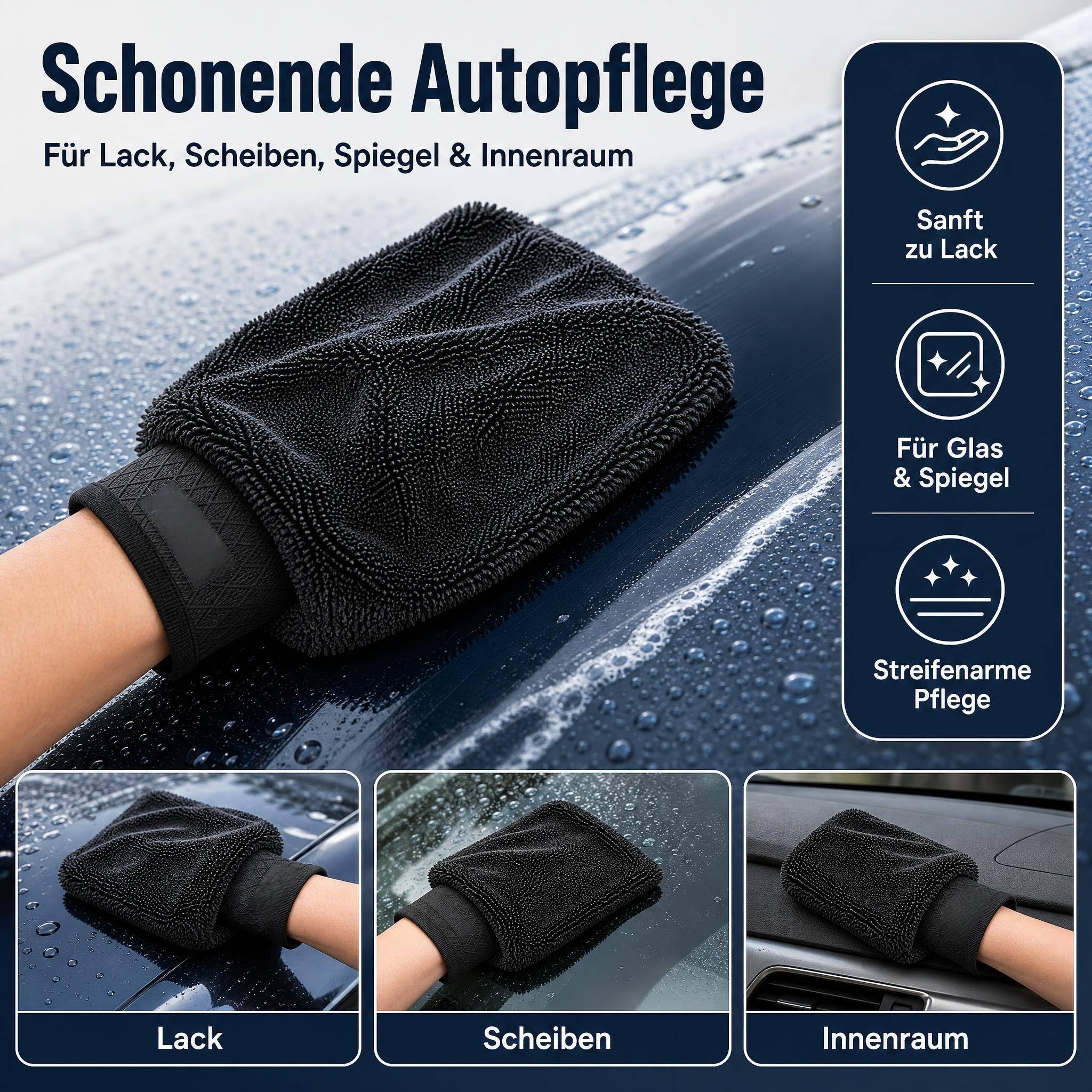 Schrubbi Mikrofaser Putzhandschuhe Weicher Waschhandschuh Mit Hoher Wasseraufnahme Für Staub Leichten Schmutz Glas Lack Fliesen Edelstahl Auto Haushalt Küche Bad Möbel Und Alltag (2pcs)