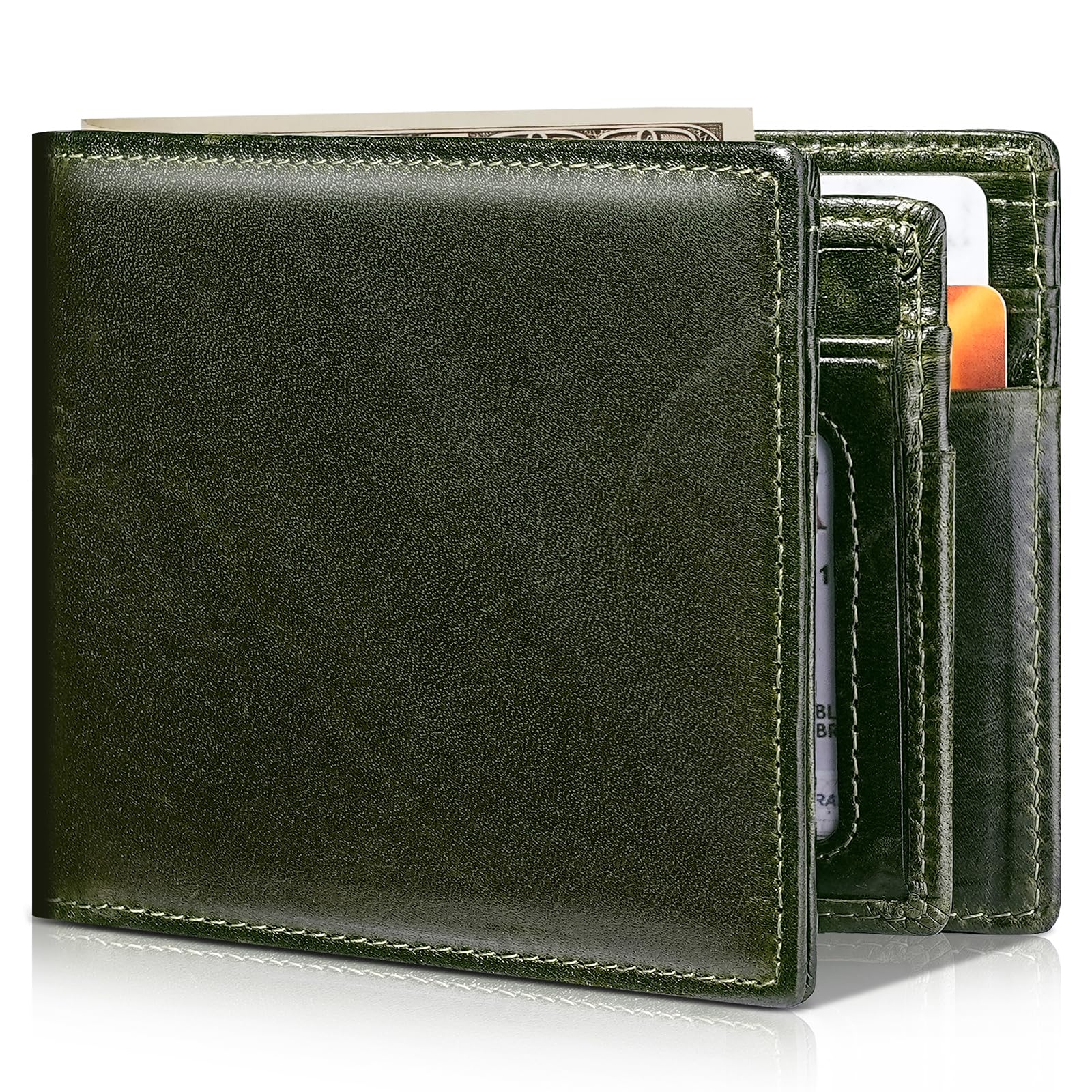 Artpaxy Mens Wallet Bifold Genuine Leather RFID Blocking Wallet for Men with 1 ID Windows 13 Card Holders 2 cash pockets 1 Gift Box