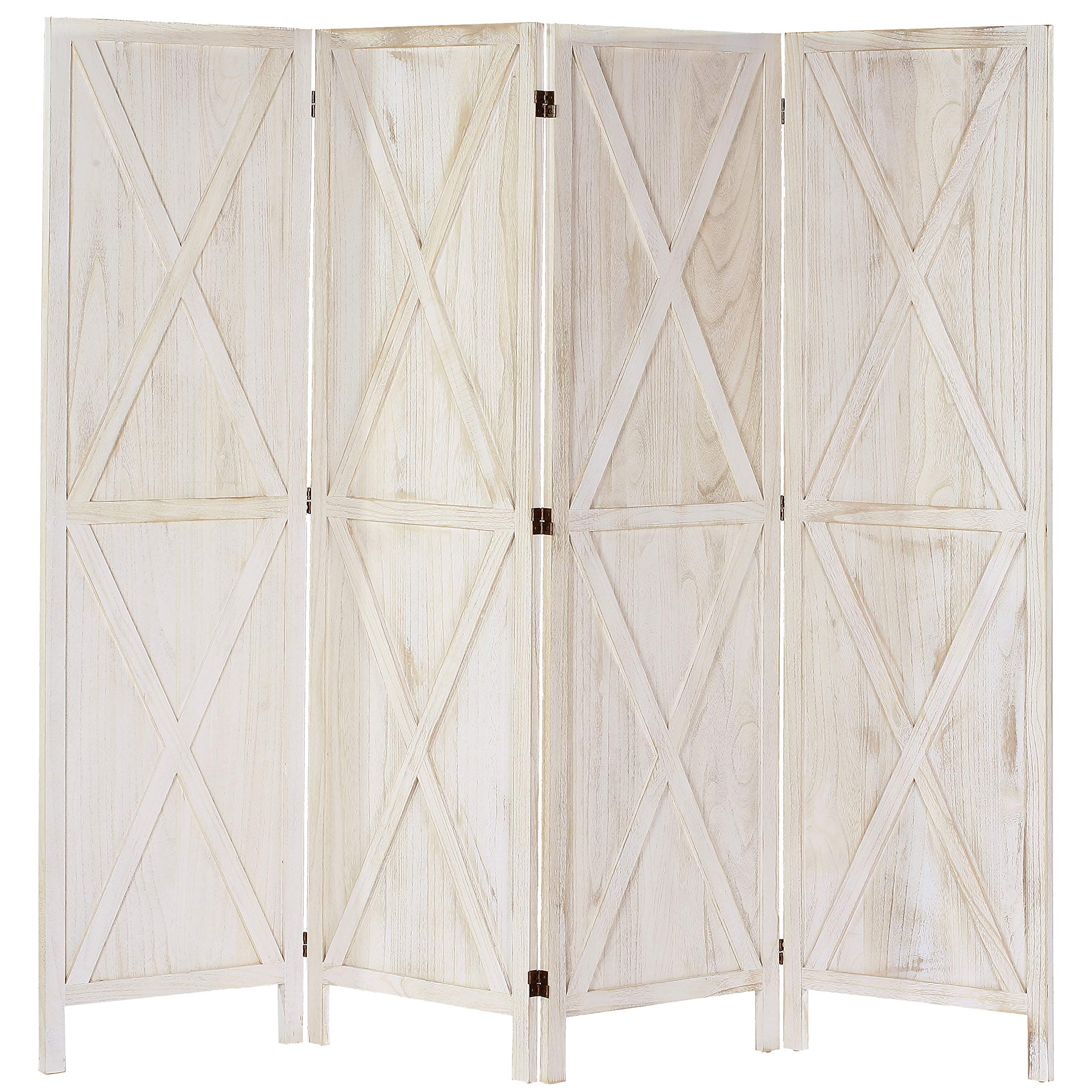 Buy iVilla 5.8 Ft Tall Wood Room Divider, 4 Panel Rustic Folding
