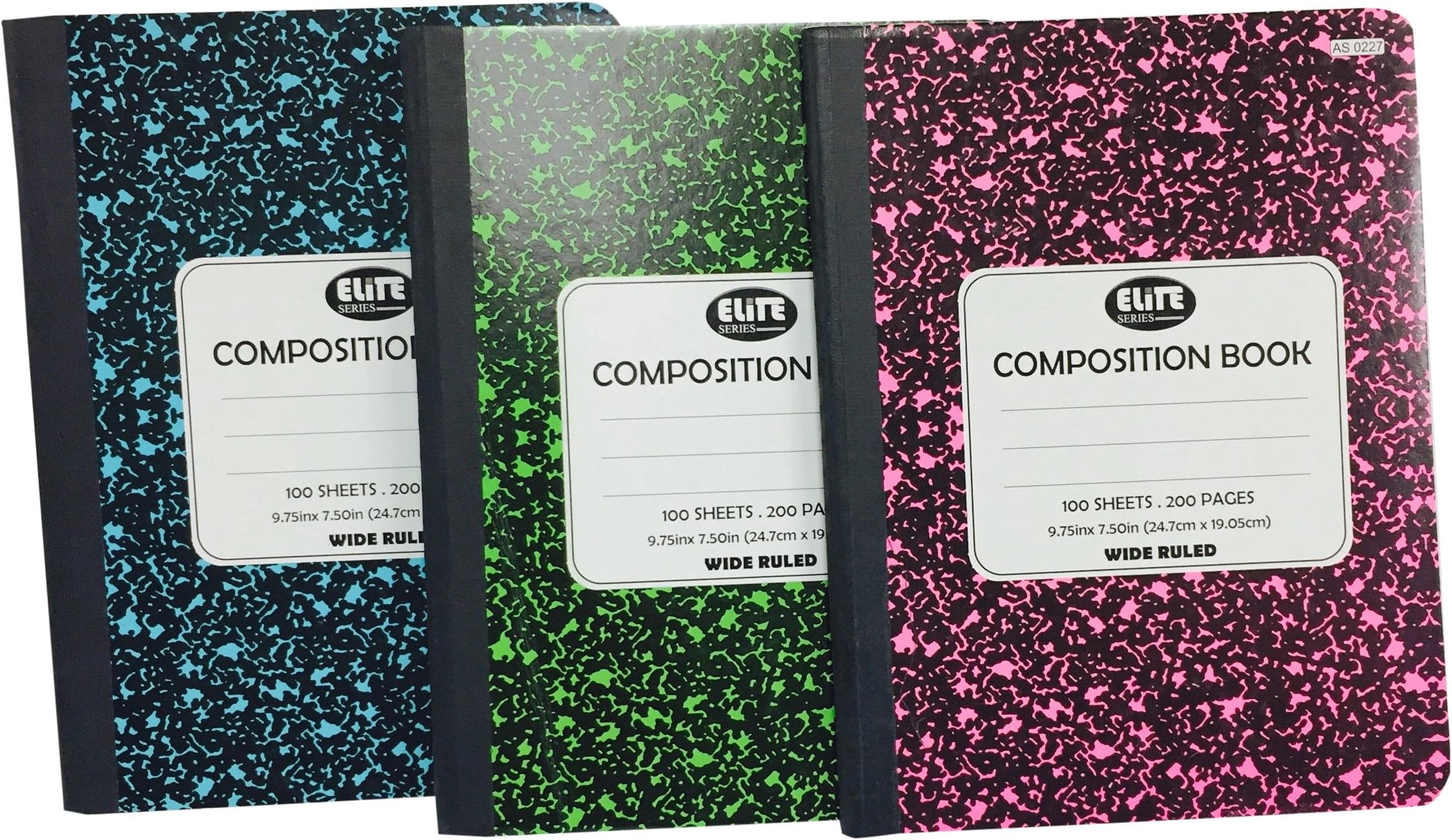 Star-Packs, Composition Notebooks, Books, School Supplies Bundle with Assorted Colors, 9 3/4" H x 7 1/2" L, Blue/Green/Pink/Yellow, 100 Sheets/200 Pages, Pack of 4