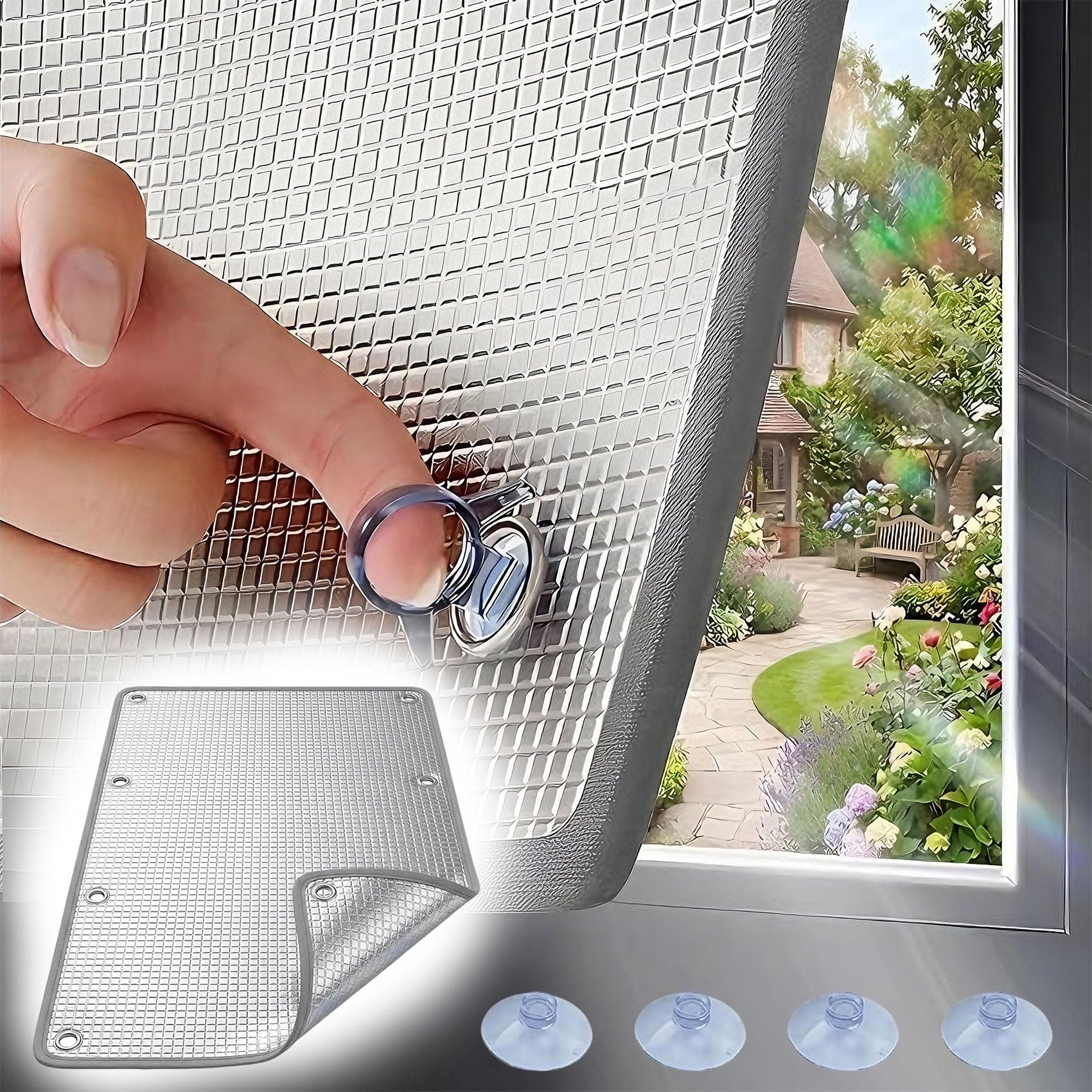 Aluminium Foil Blackout Window Film, Thermal Reflector with Suction Cups