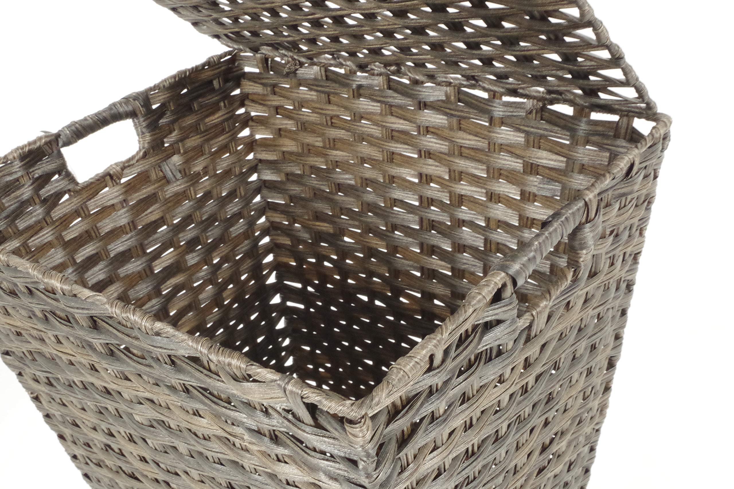 Kobolo Wäschebehälter mit Rollen aus braunem Polyrattan