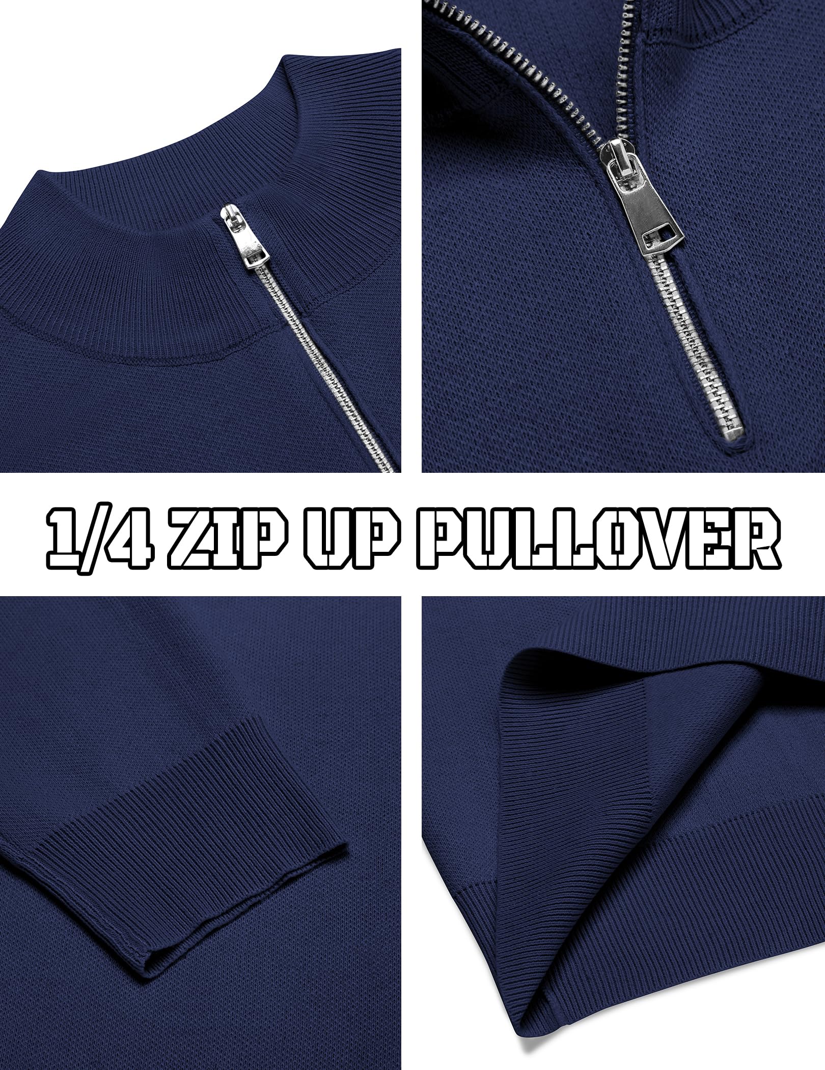 COOFANDY Pullover da uomo con zip a un quarto di lunghezza, vestibilità aderente, leggero, maglioni, polo casual