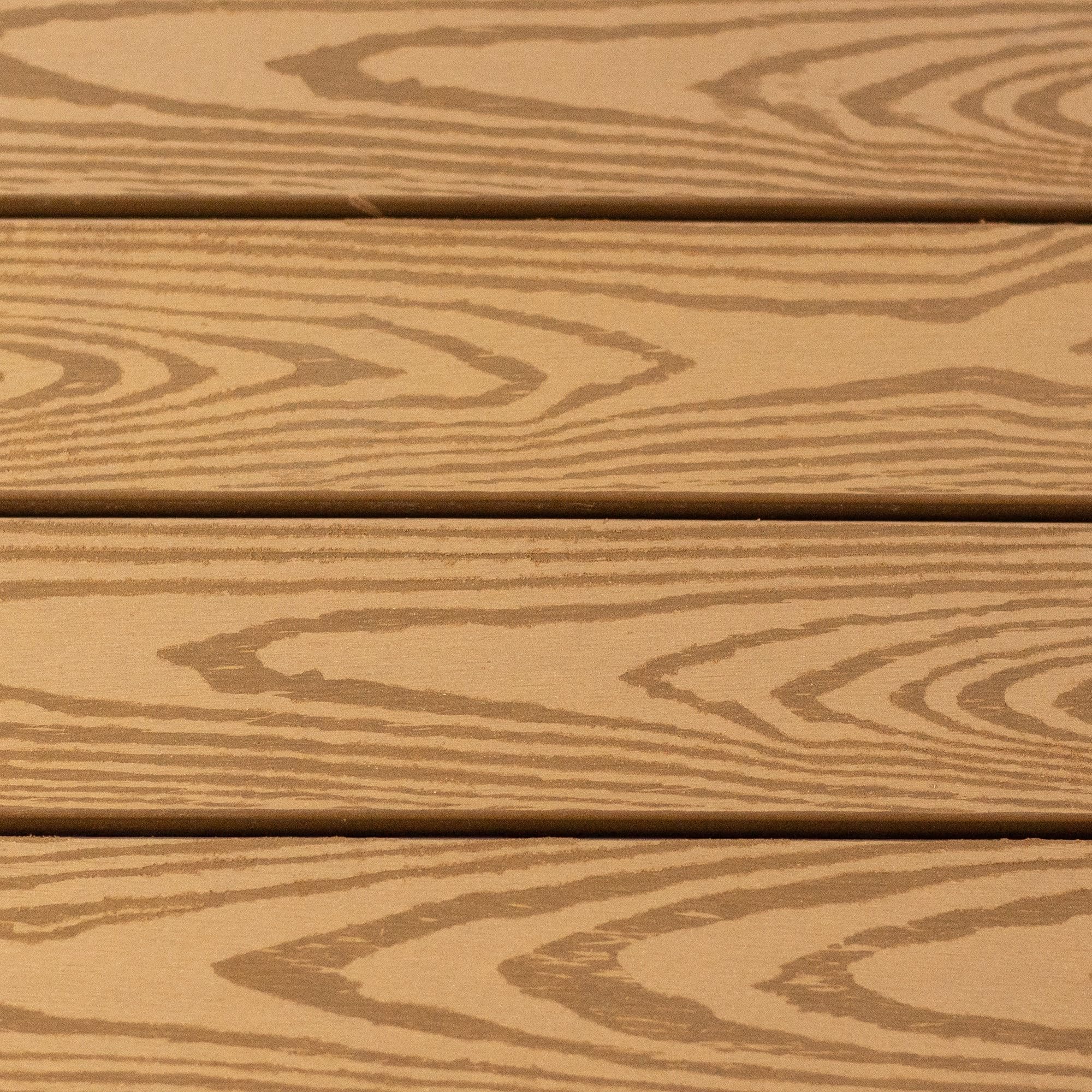 Losetas de Plástico para Jardín con Base Drenante, Efecto Madera, 29x29 cm, Pack de 12 Unidades, Sistema Click Encastrable, para Terraza Exterior y Patio