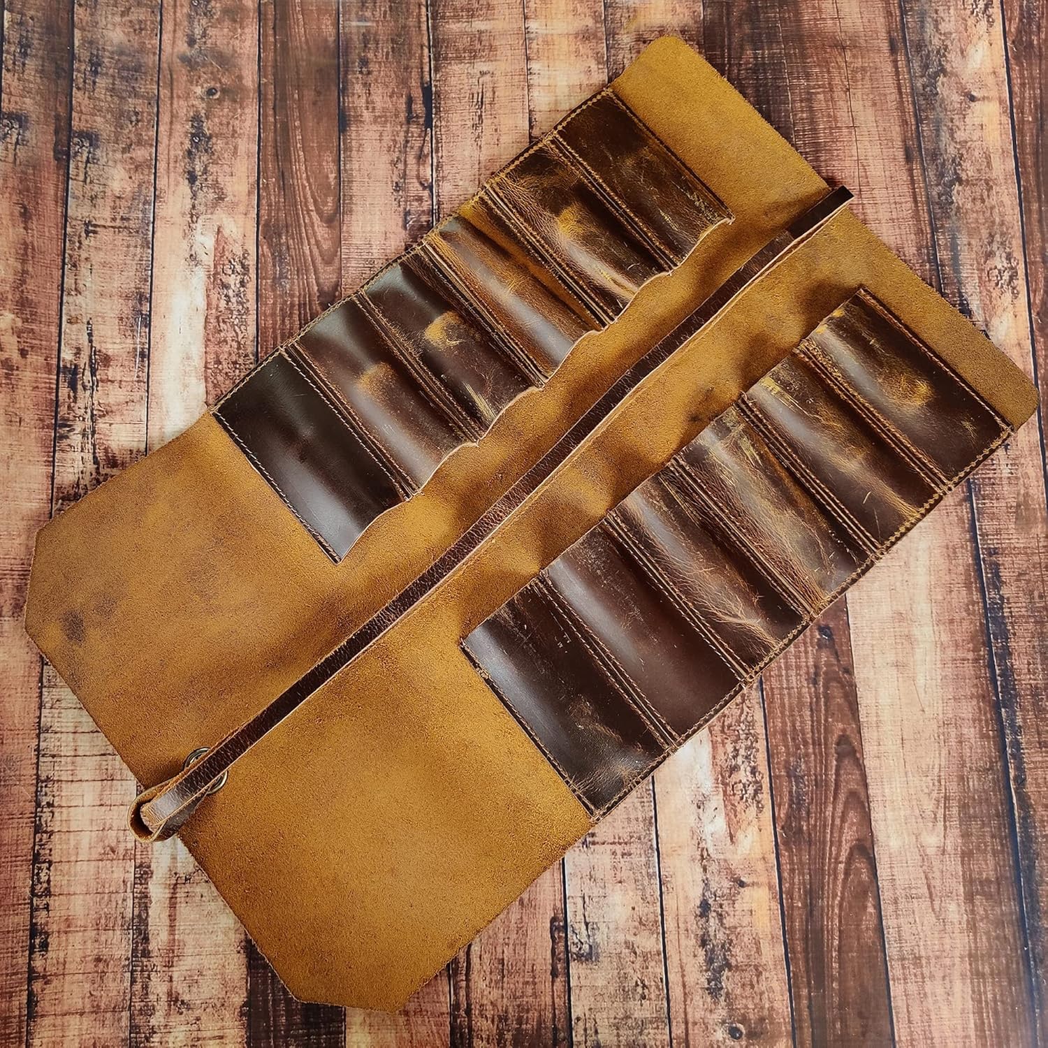 Leather Tool Roll Up Pouch - Leather Tool Wrench Roll/Chisel Bag by RUSTIC TOWN