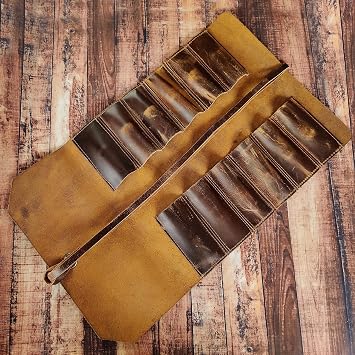 RUSTIC TOWN Leather Knife Roll Storage Bag With Tool Roll Up Pouch Travel-Friendly Chef Knife Case Roll