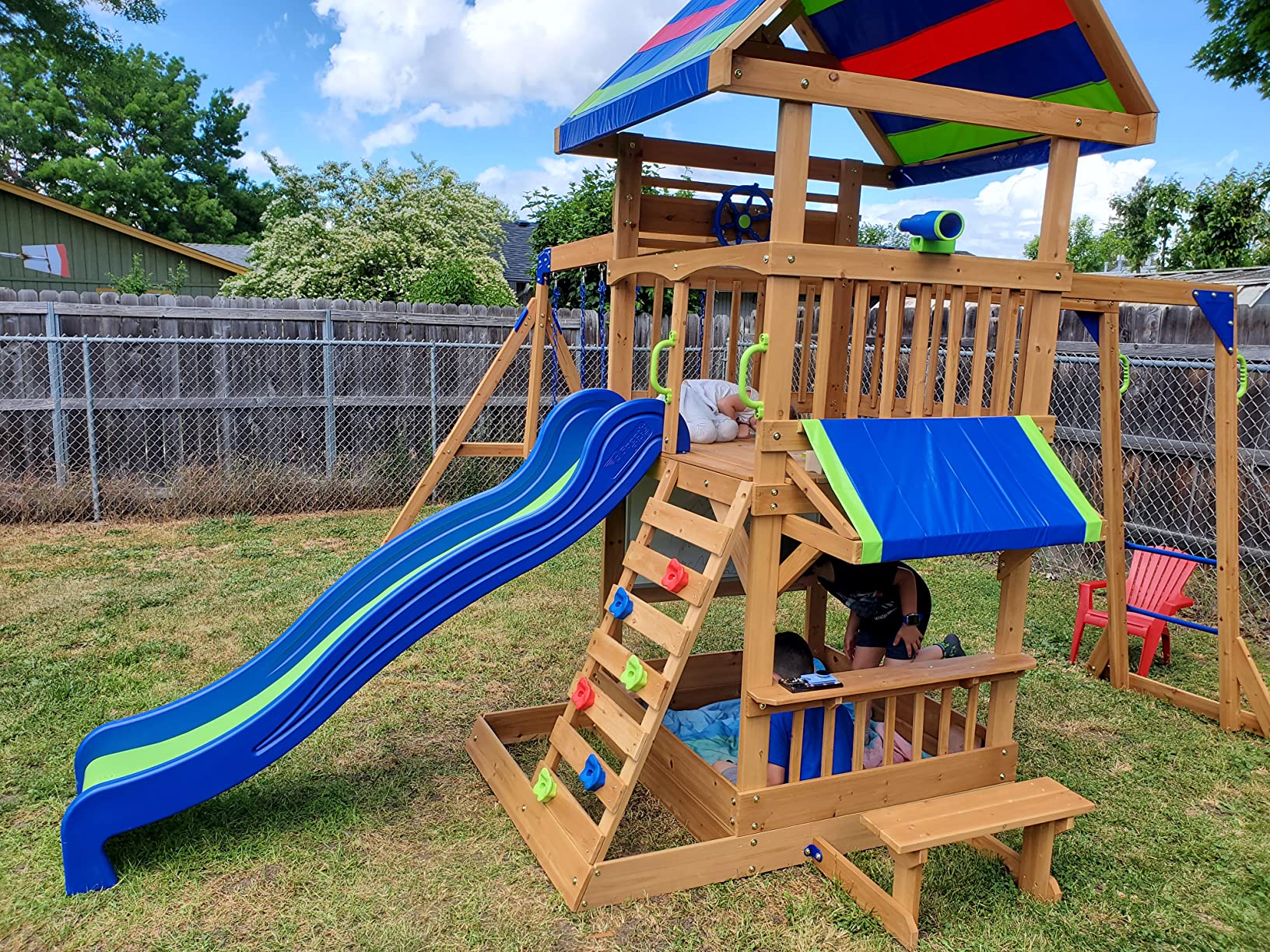 67/mo Finance Beach Front All Cedar Wooden Swing Set Buy Now, Pay