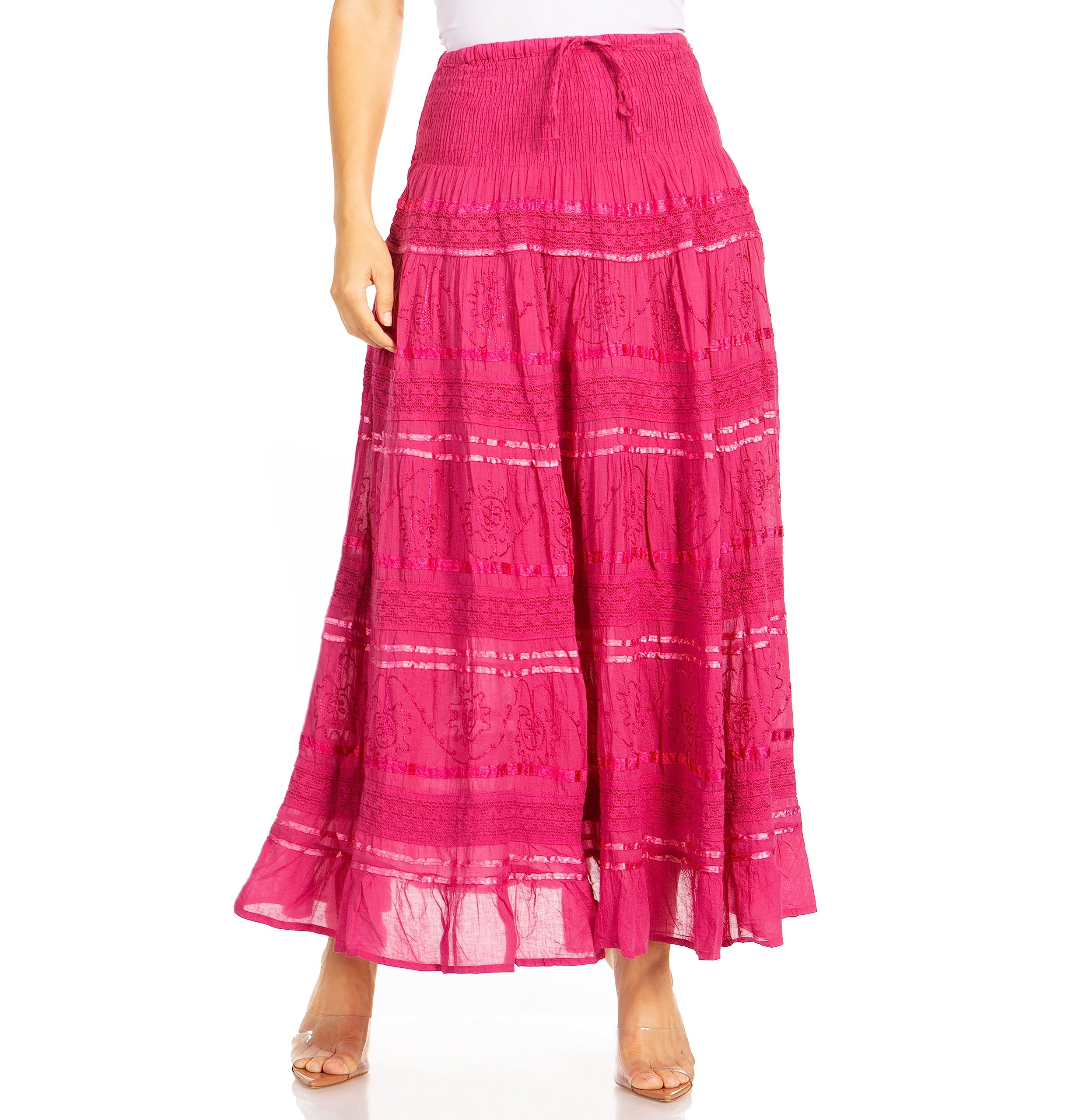 SakkasLace and Ribbon Peasant Boho Skirt