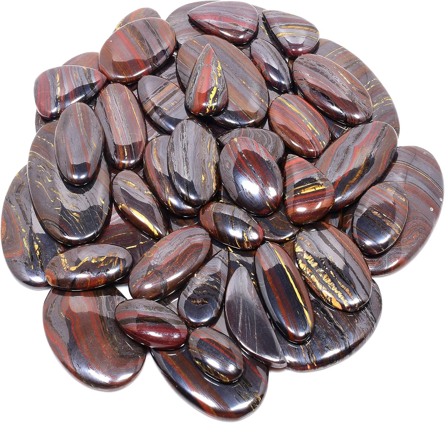 Lovers Point 100Cts Designer Natural Iron Tiger Eye Wholesale Cabochon Loose Gemstone Lot,Wholesale Supply for Jewelry Making