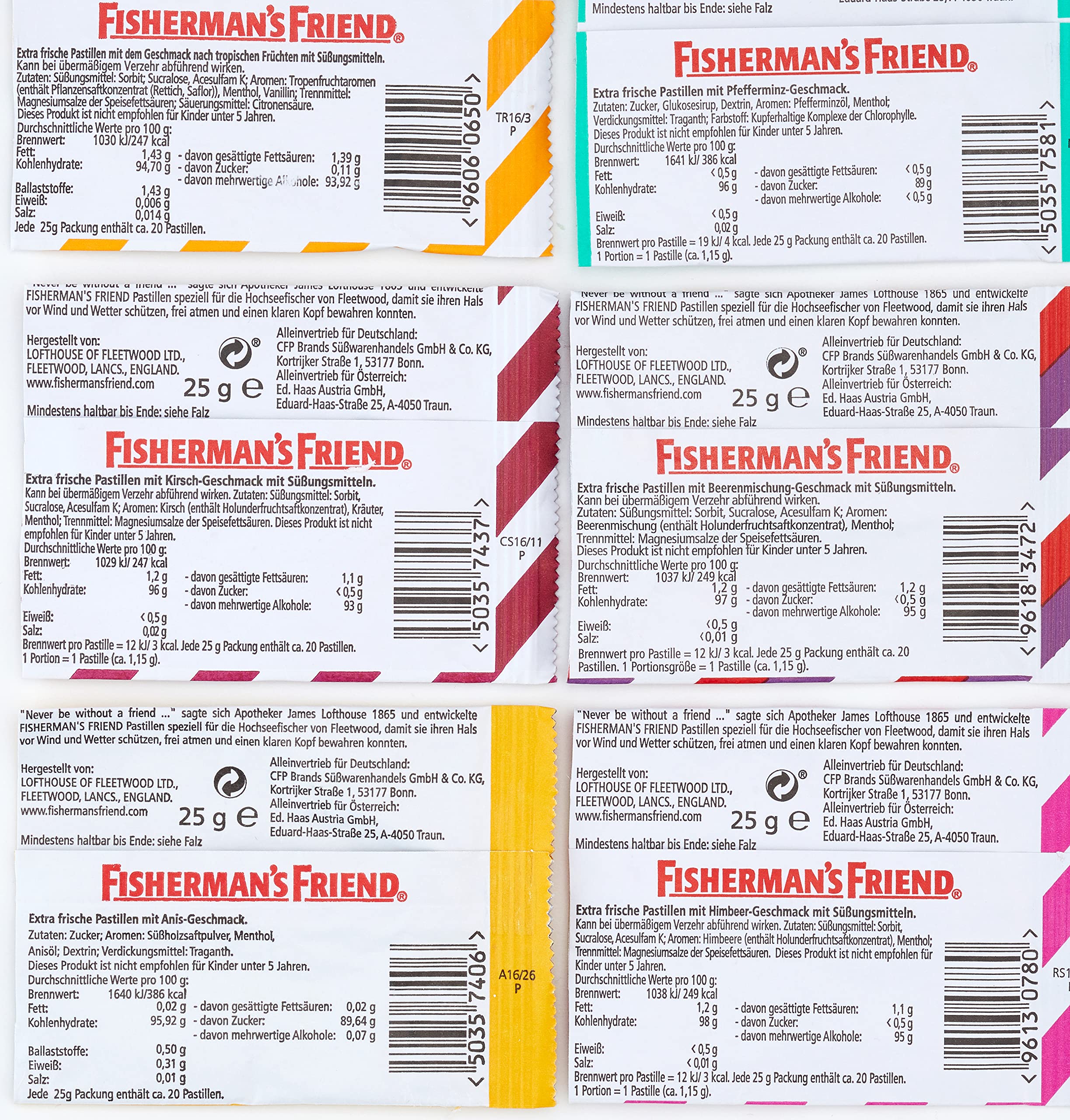 Fisherman's Friend Friendship Selection, Exklusive Geschenk-Box mit 12 Sorten, Probier-Set mit gratis Sammel-Dose, Bonbons für frischen Atem, 12 x 25g