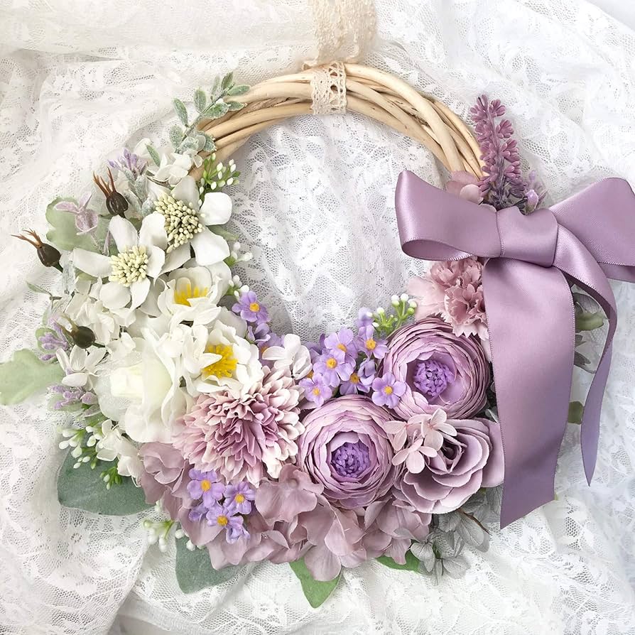 ハーフリース◇ラベンダー◇ナチュラルリース 母の日 ギフト プレゼント 花 リース ラベンダー リボン ハーフリース