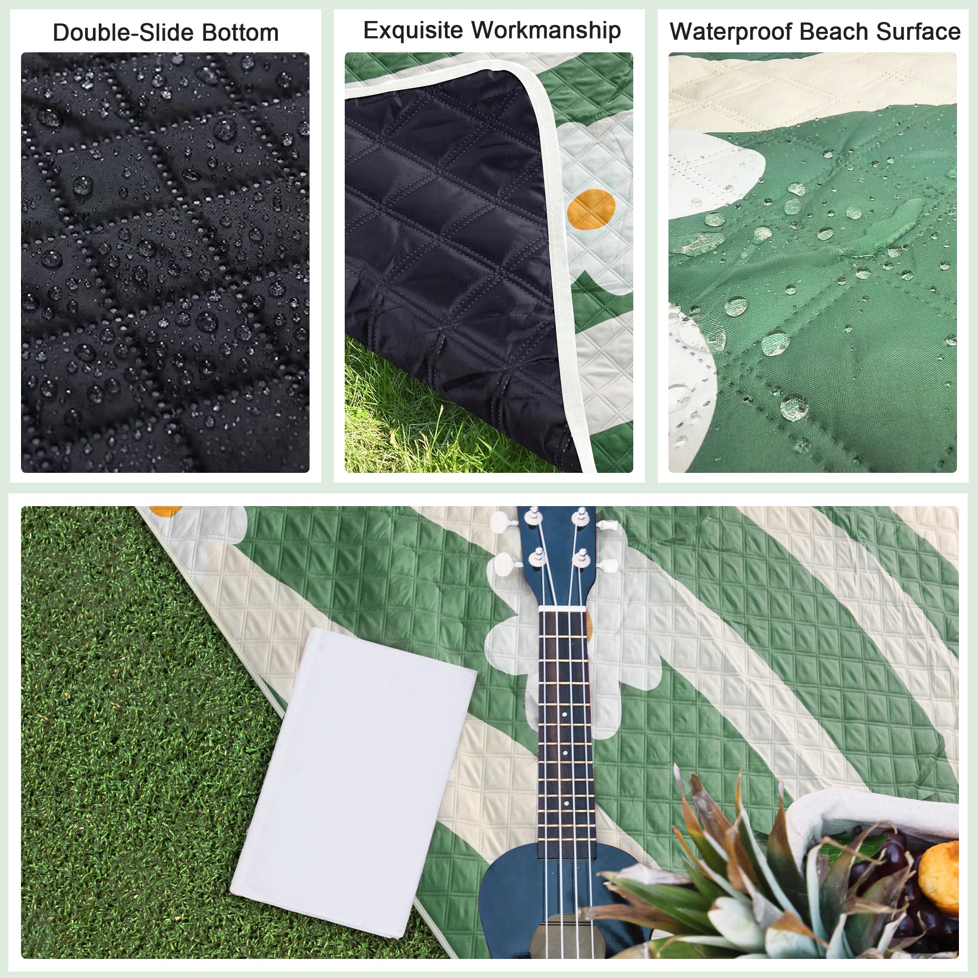 LARUTAN Coperta da spiaggia, impermeabile e lavabile, coperta da picnic portatile con tracolla, perfetta per spiaggia e picnic, 200 x 300 cm