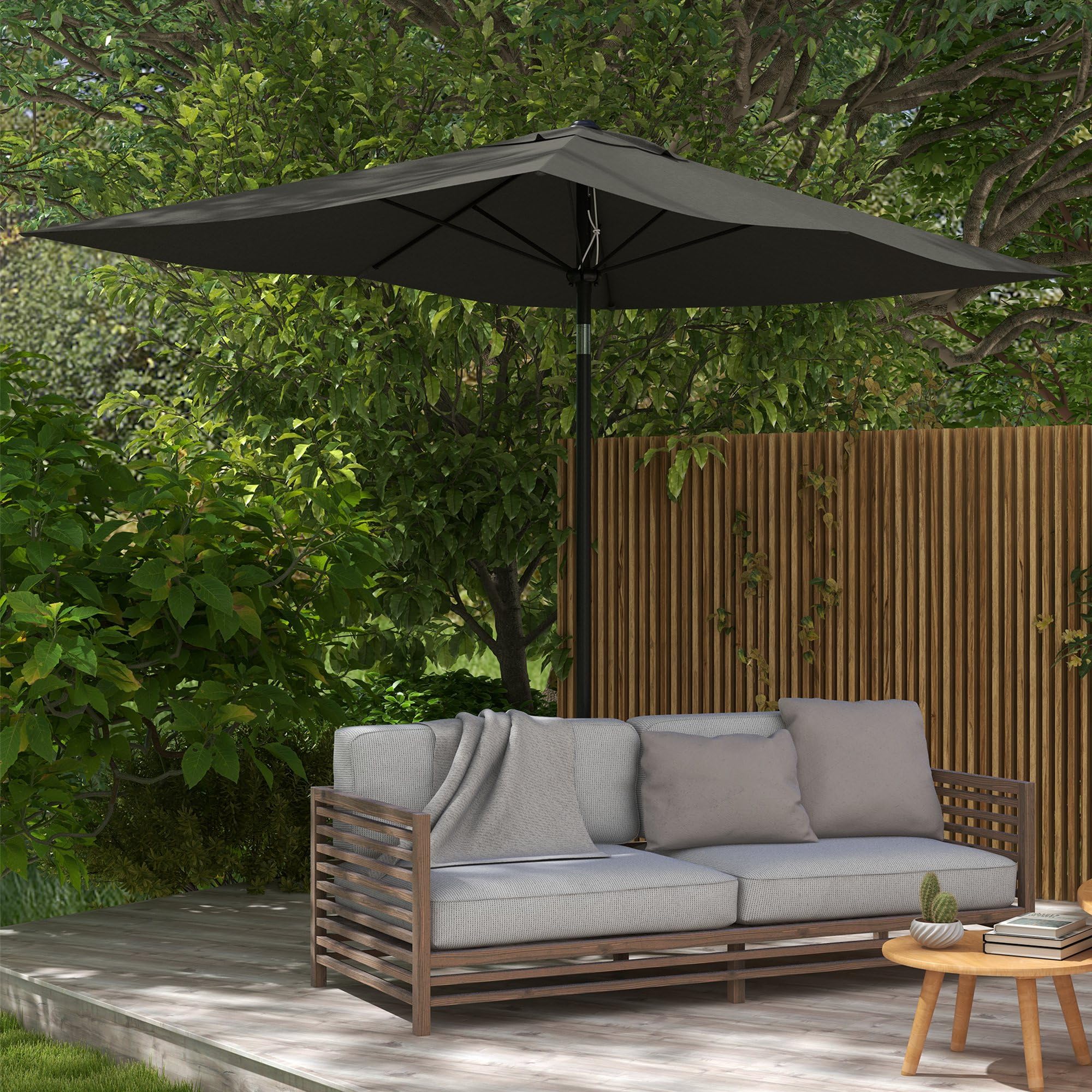 Outsunny Parasol de jardin Parasol droit rectangulaire inclinable 2 x 3 m avec manivelle toile polyester imperméabilisée haute densité 180 g/m² gris foncé