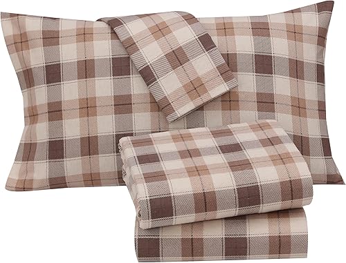 Vista 288 de RUVANTI Juego de sábanas de franela 100% algodón, tamaño matrimonial, 4 piezas, Alpine Serenity Serenidad alpina