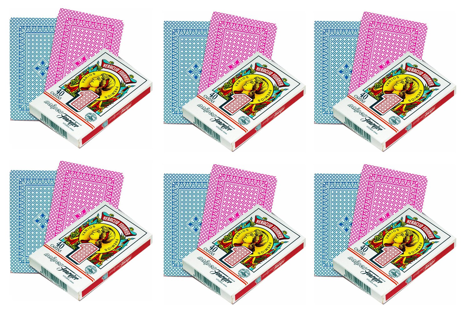 Outletdelocio. Pack de 6. Baraja española. 40 Cartas. En Caja de Carton