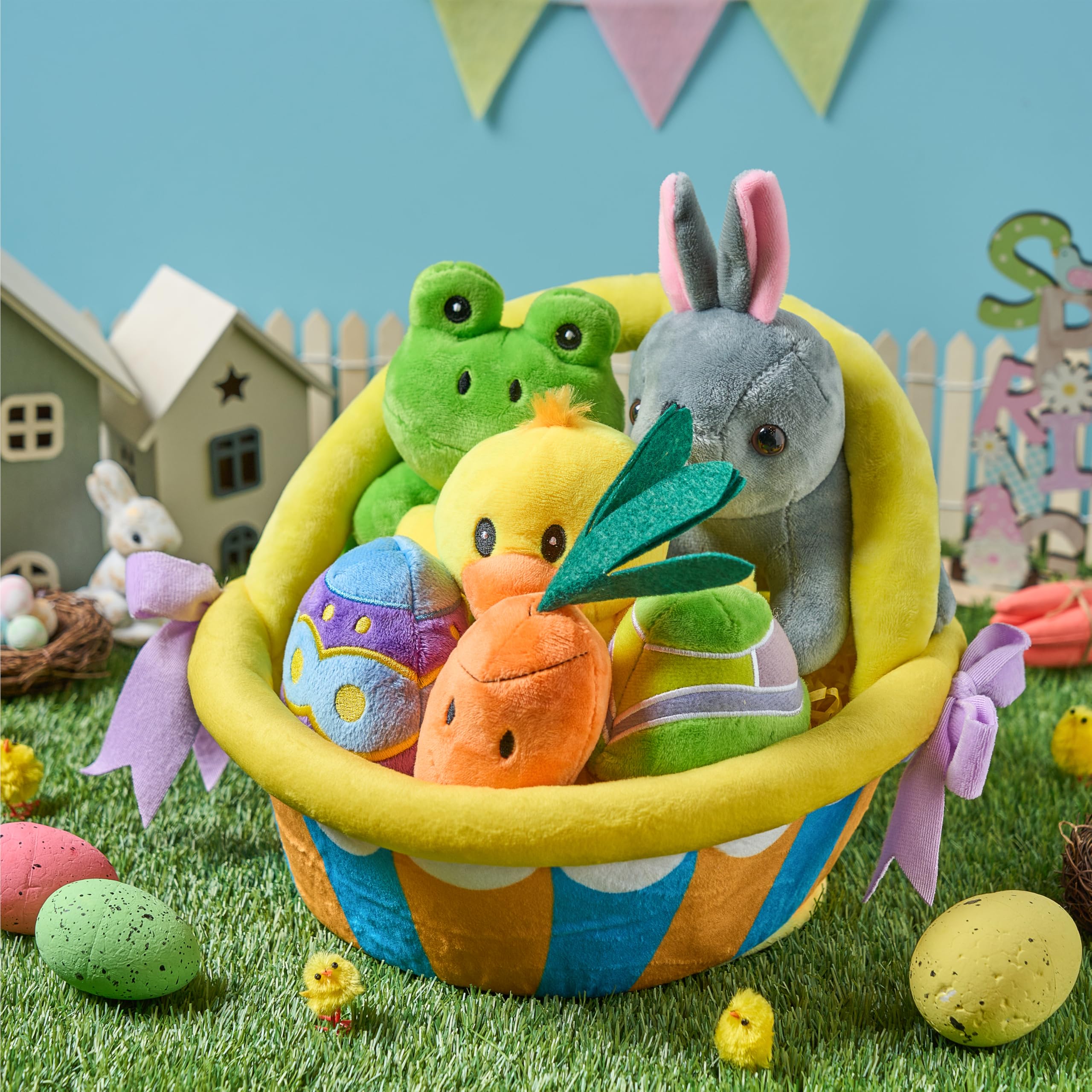 JOYIN 7 Stück Mein erster Osterkorb aus Plüsch im originellen Stil, Spielset, Plüschkörbe, Spielzeug für Ostergeschenke, für Babys, Kleinkinder und Kinder jeden Alters