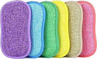 6 Pack Multi-Purpose Scrub Sponges for Kitchen - Non-Scratch Microfiber Sponge Along with Heavy Duty Scouring Power - Effo...