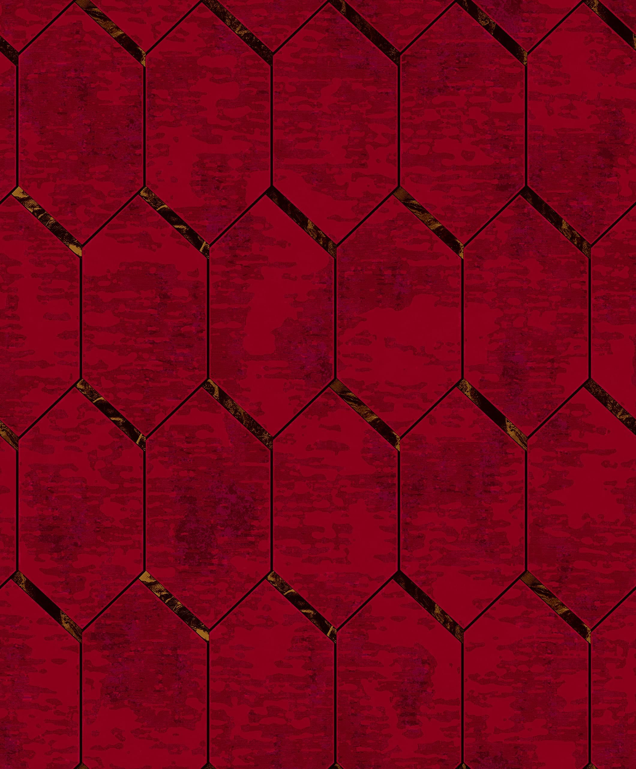 EXCEL, WALLCOVERINGS Vinyl 3D Abstract Designs Wallpaper (Red Metallic-10.05x0.53mtr)-Z104-1