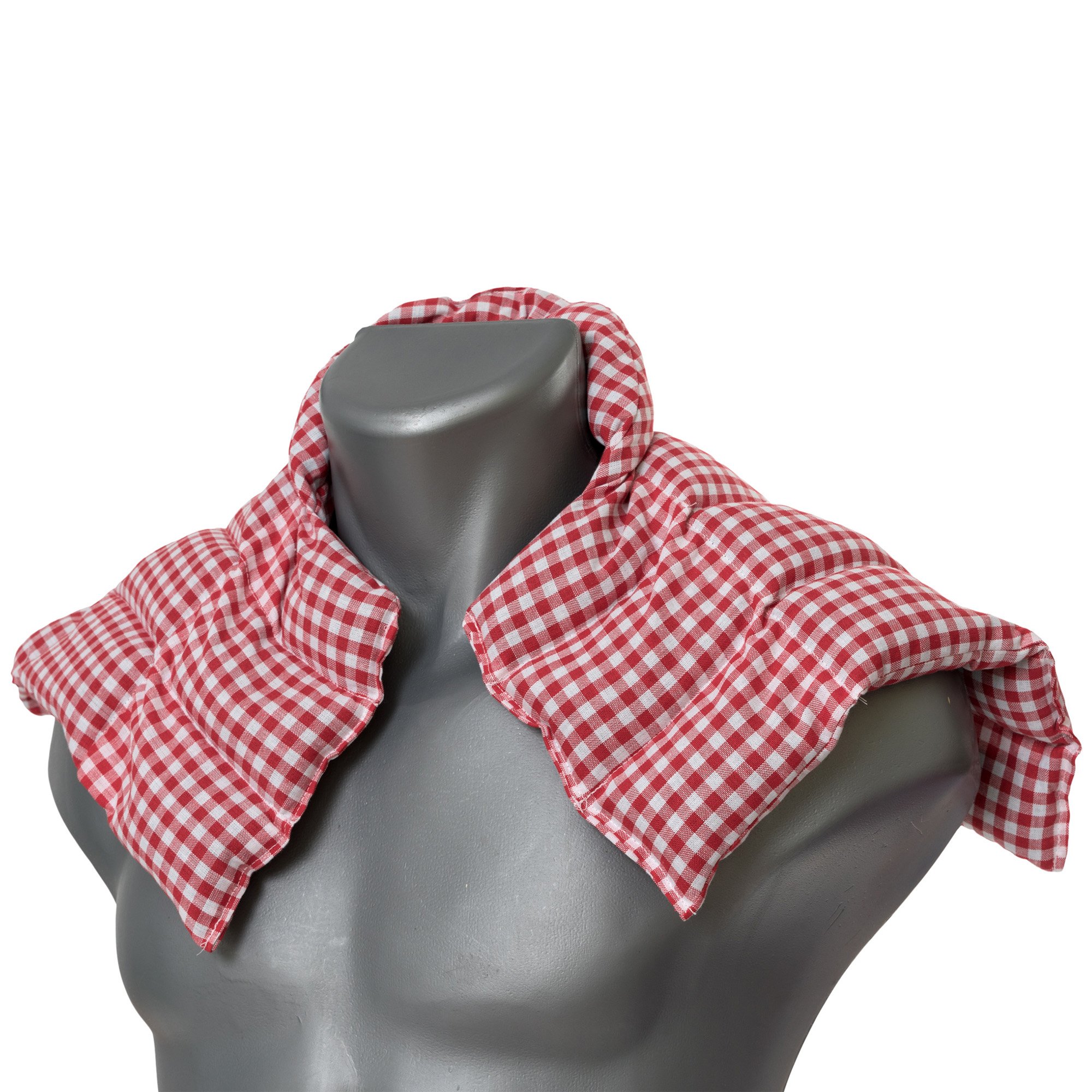 Cuscino termico cervicale XL per collo, spalle e schiena - Cuscino termico con semi di ribes - rosso e bianco a quadri -