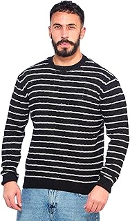 بلوفر تريكو منسوج مخطط للرجال من ريفين، أسود وأبيض