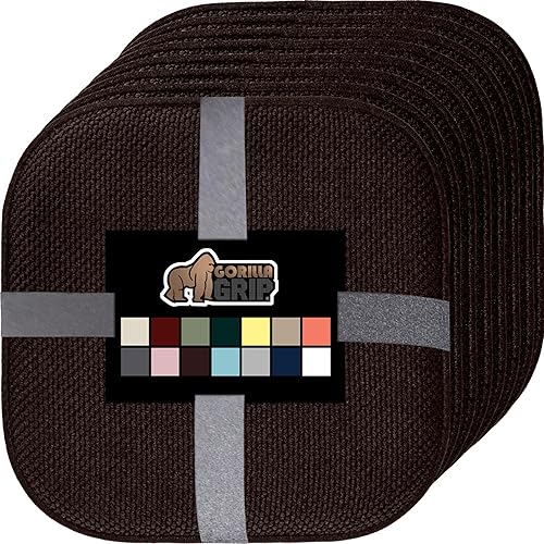 Miniatura 75 de Gorilla Grip - Cojines de espuma viscoelástica para silla, comedor, mesa de cocina, sillas de oficina, se mantienen en su lugar, de microfibra, Negro