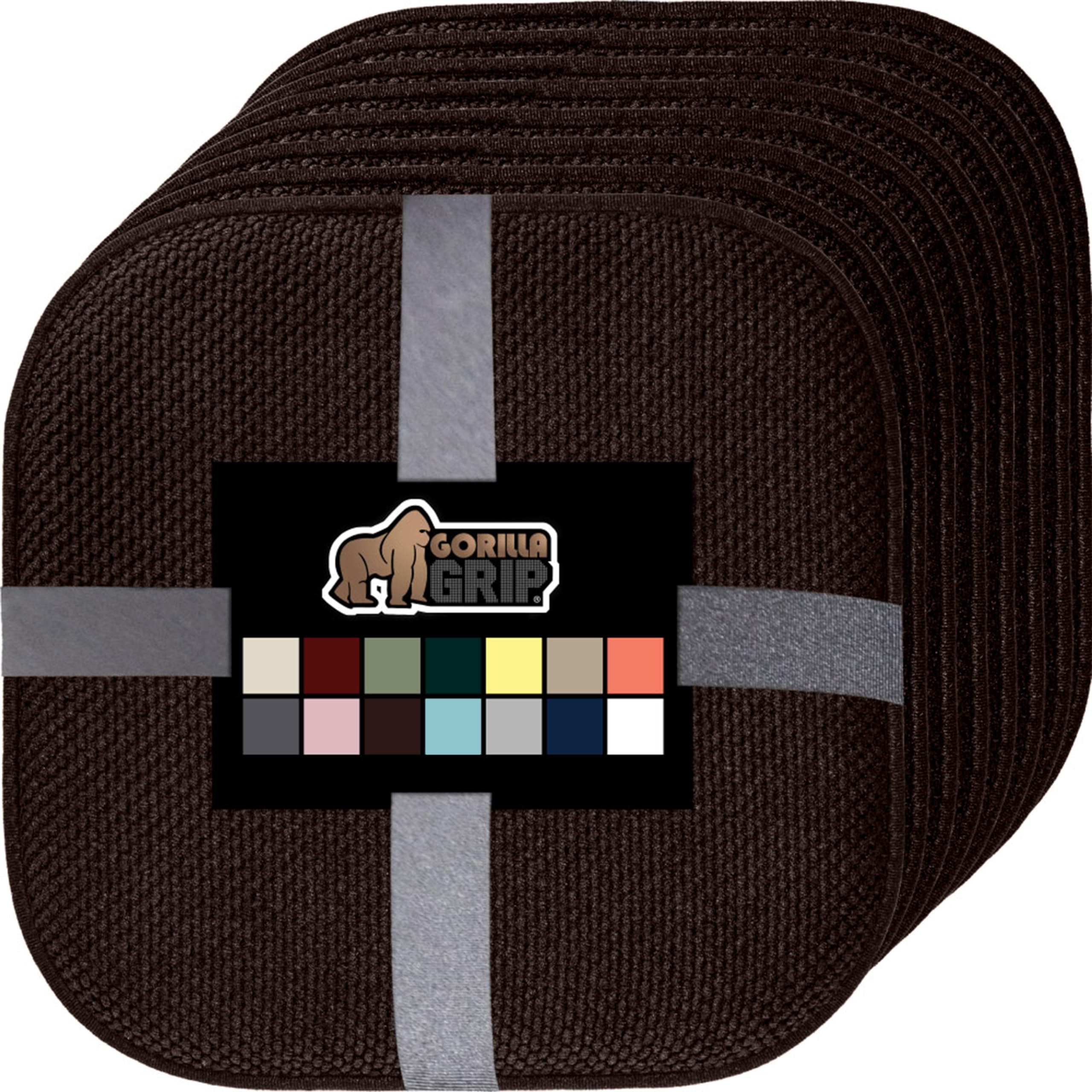 Gorilla Grip Memory Foam Chair Cushions, Comfortable Pads for Dining Room, Kitchen Table, Office Chairs, Stay in Place Backing, Comfortable Microfiber Seat Pad Cushion, Set of 8, 16x16, Brown