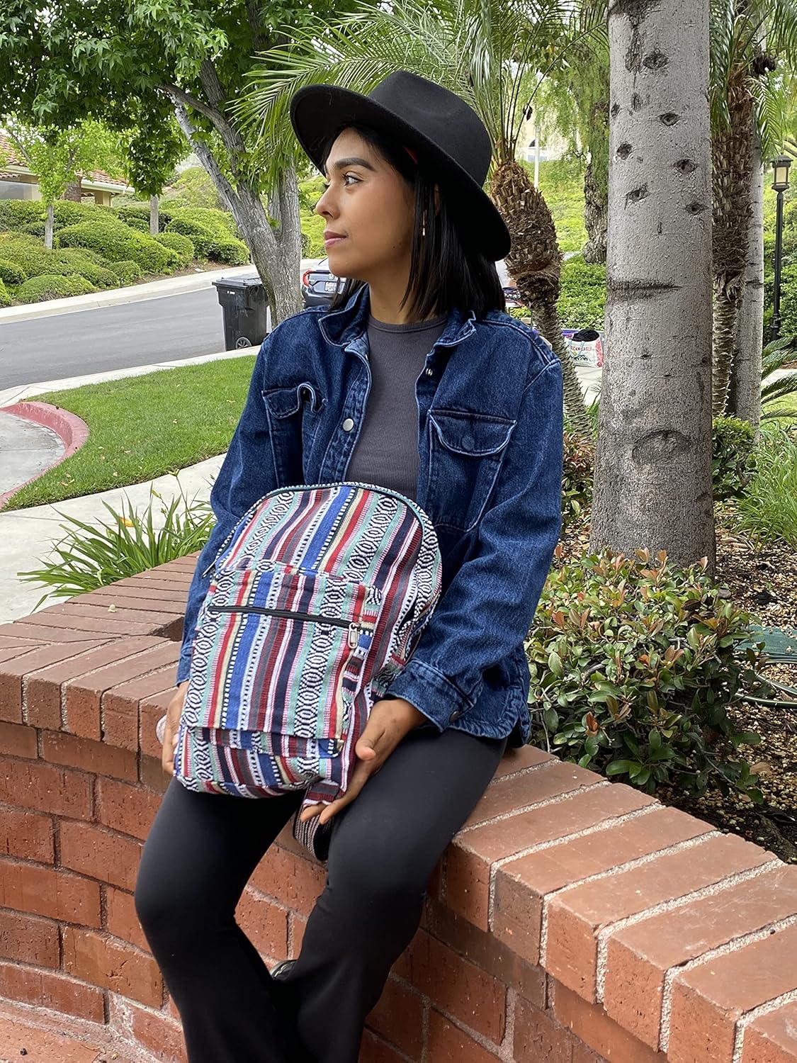 Original Collections Unisex Blue Woven Cotton Ethnic Hippie Backpack or Daypack